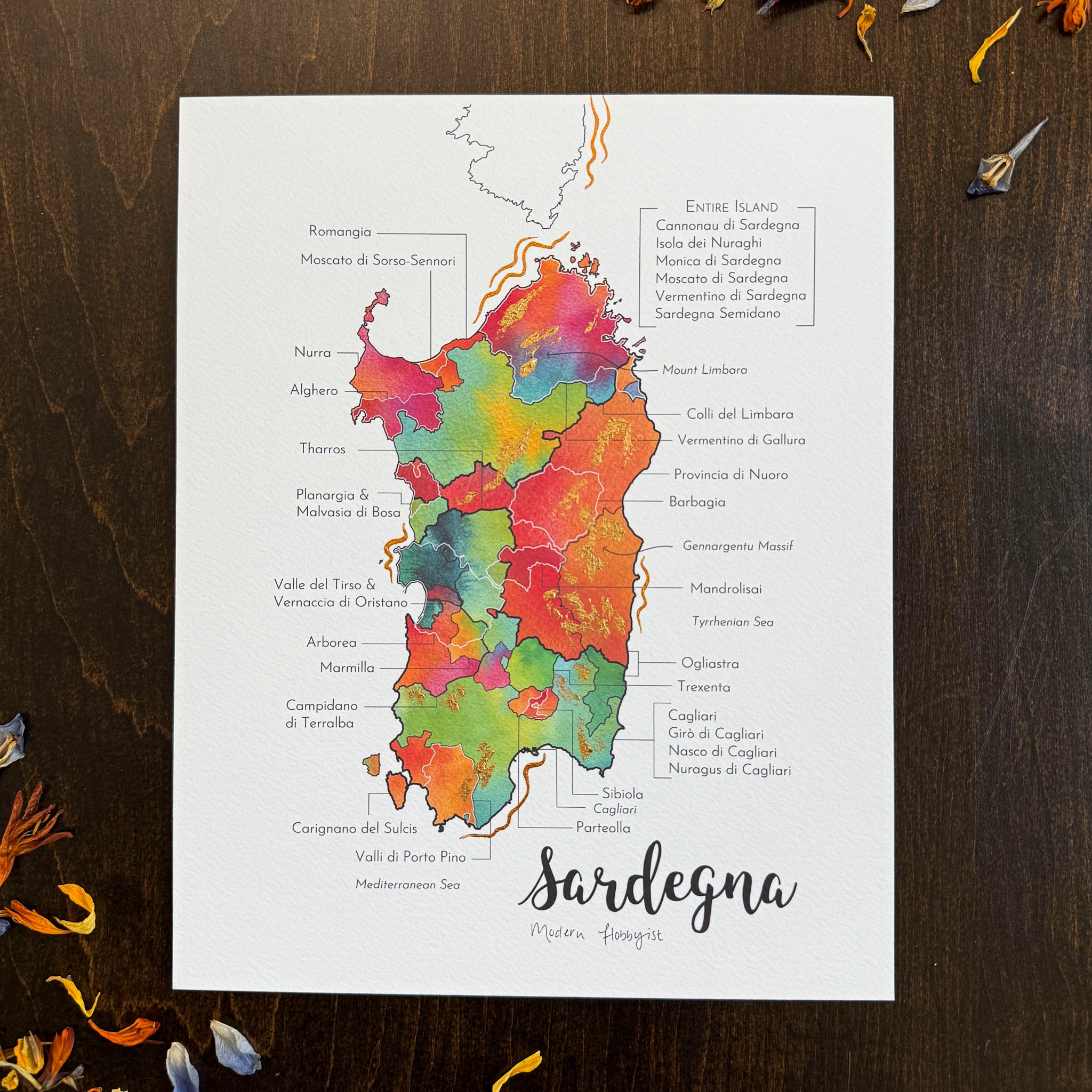 Sardinia Wine Map | Sardegna Wine Map - Print