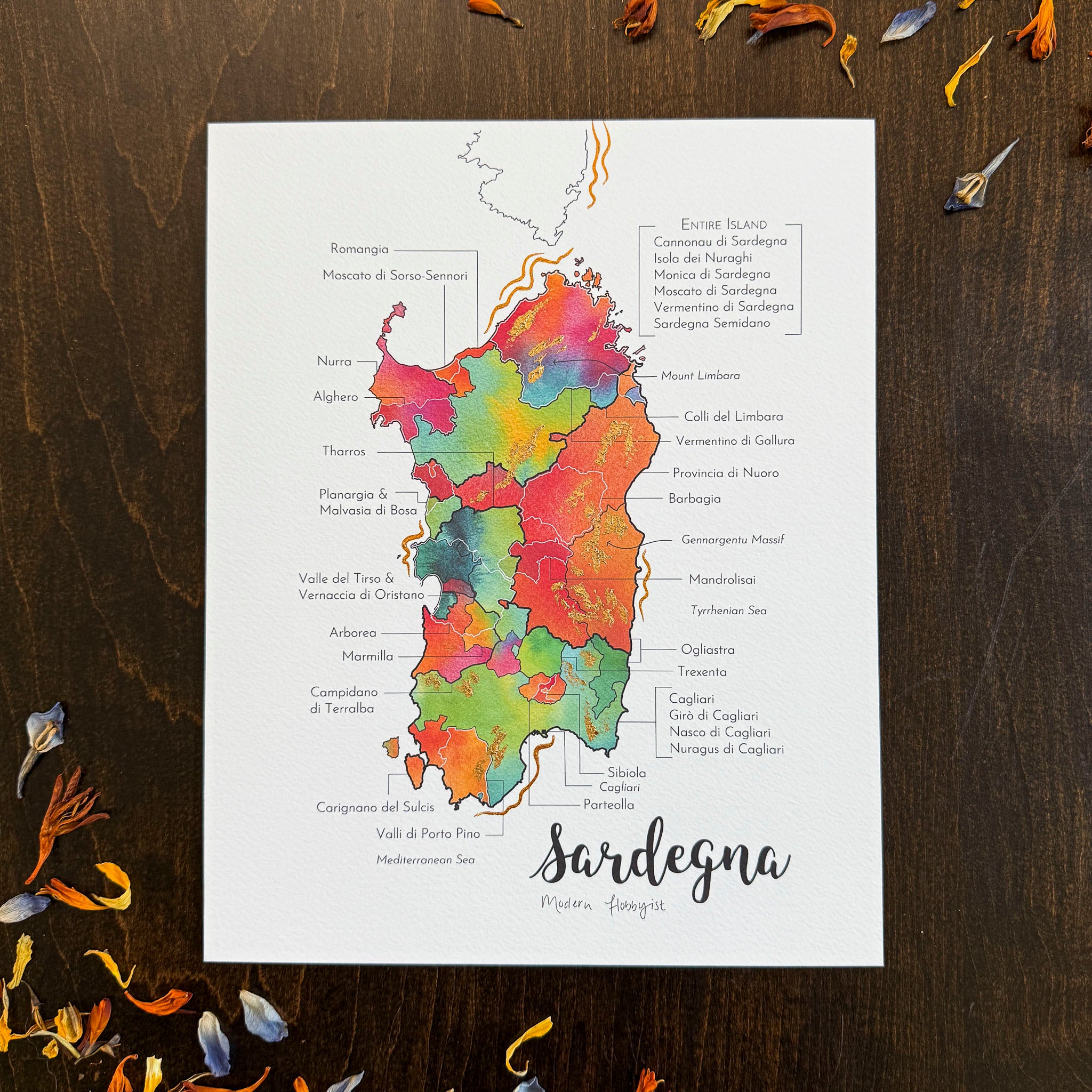 Sardinia Wine Map | Sardegna Wine Map - Print