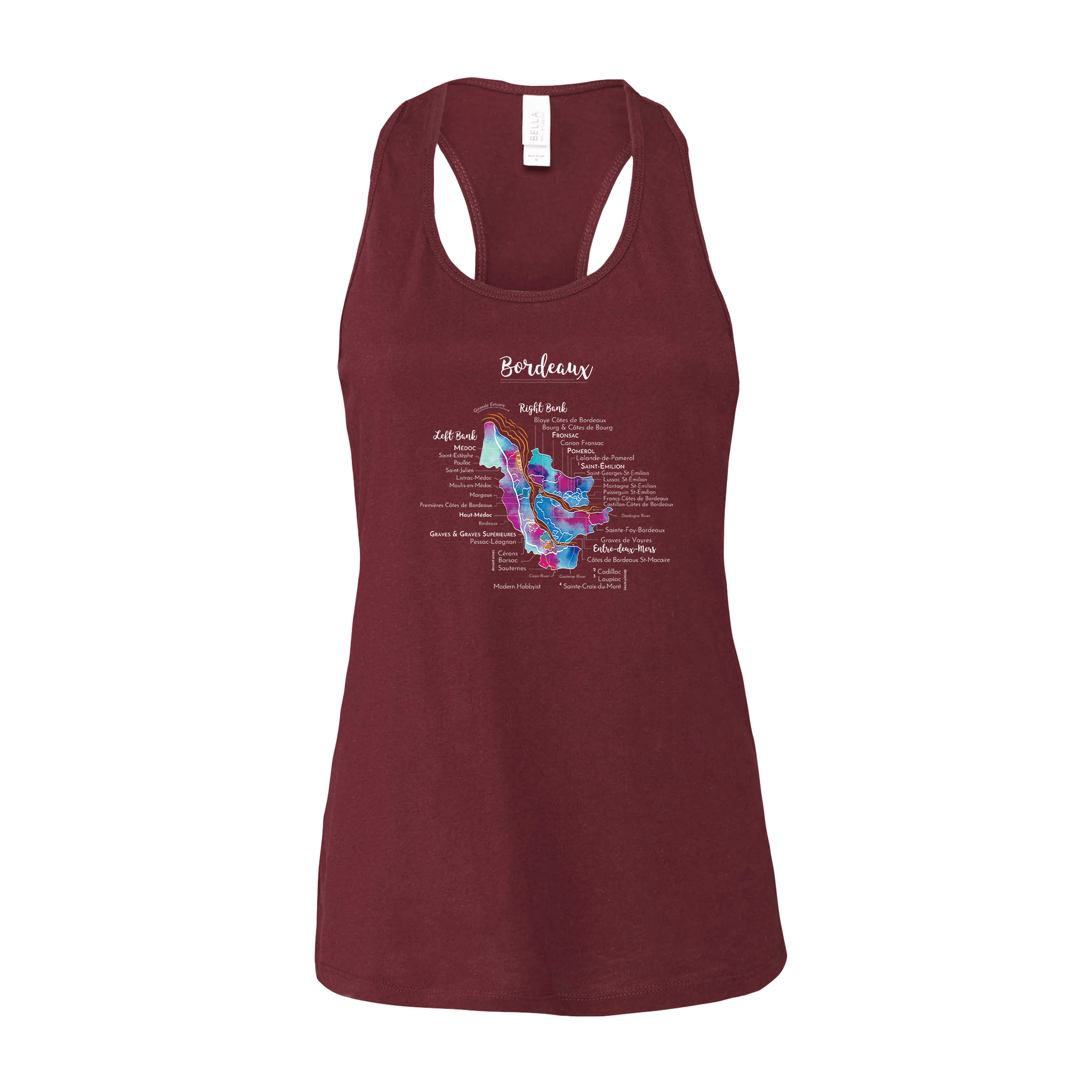 Bordeaux Wine Map Racerback Tank