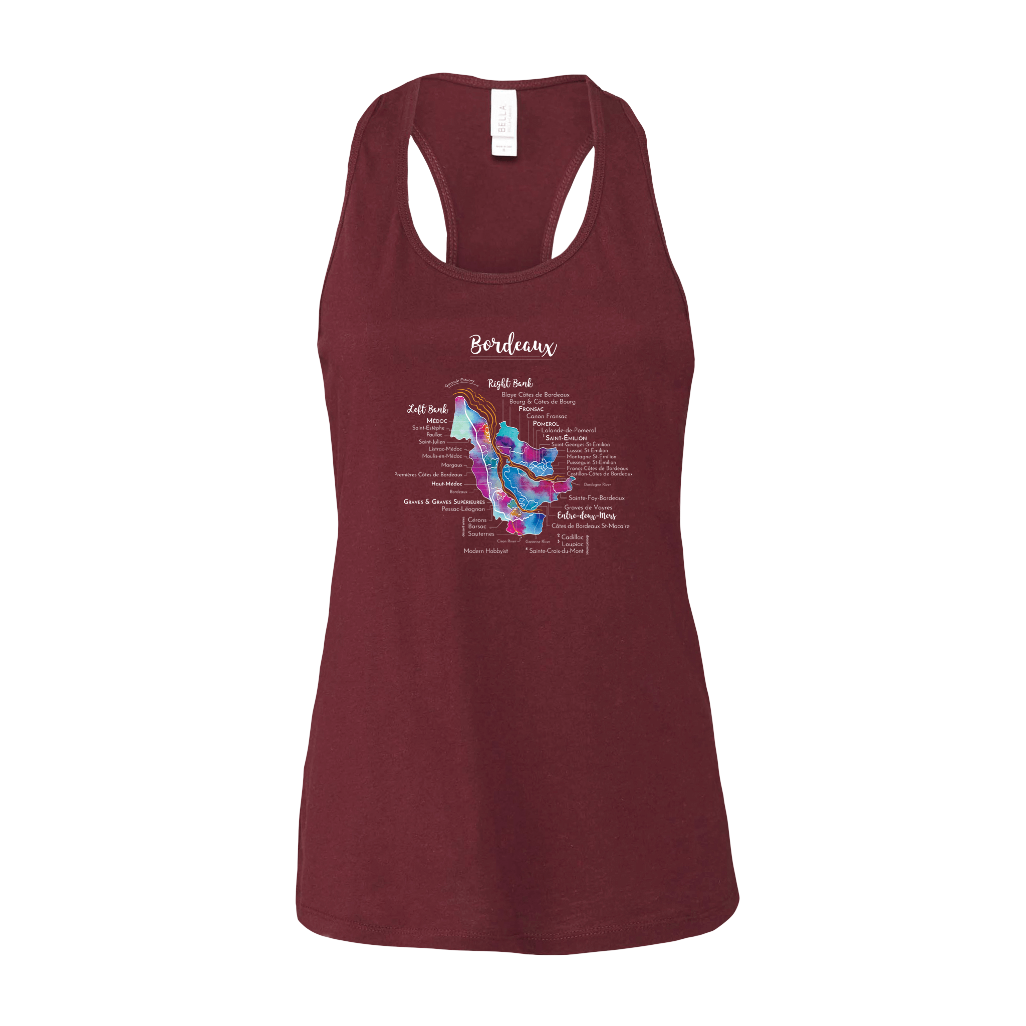 Bordeaux Wine Map Racerback Tank
