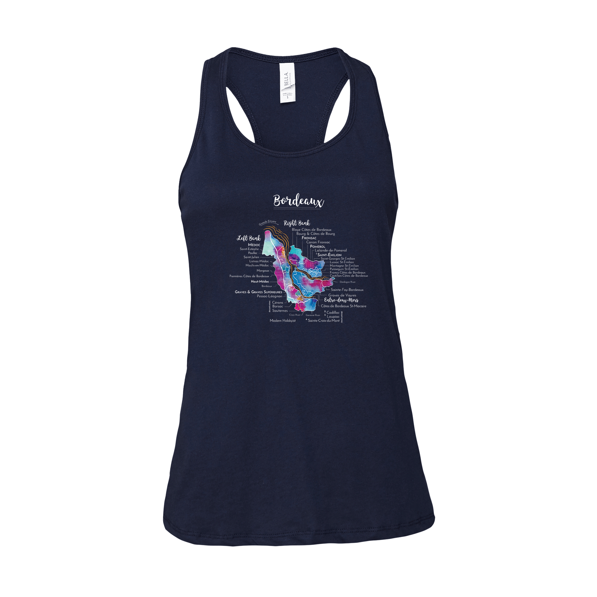 Bordeaux Wine Map Racerback Tank