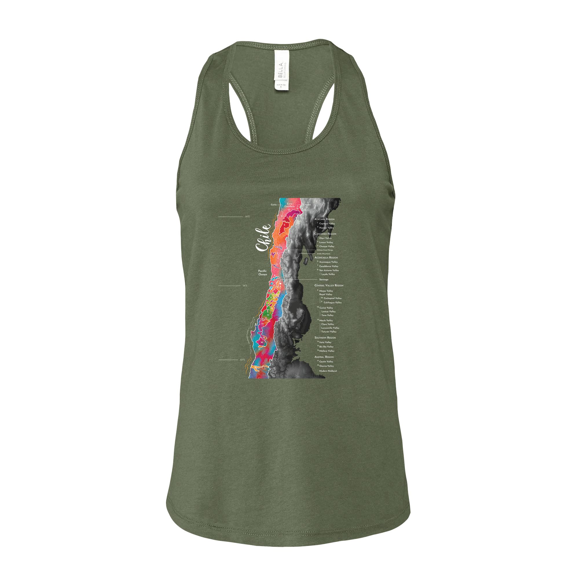 Chile Wine Map Racerback Tank