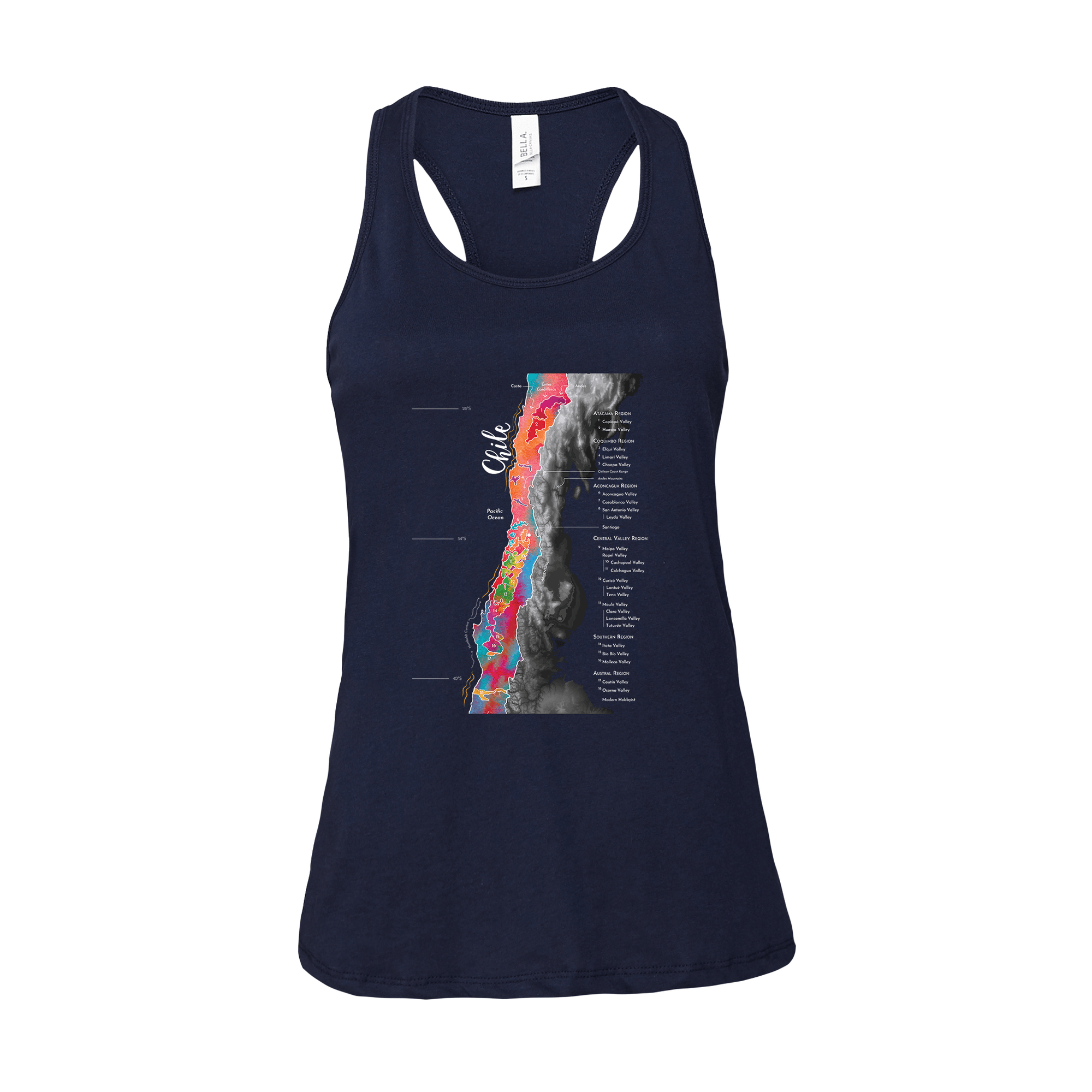 Chile Wine Map Racerback Tank