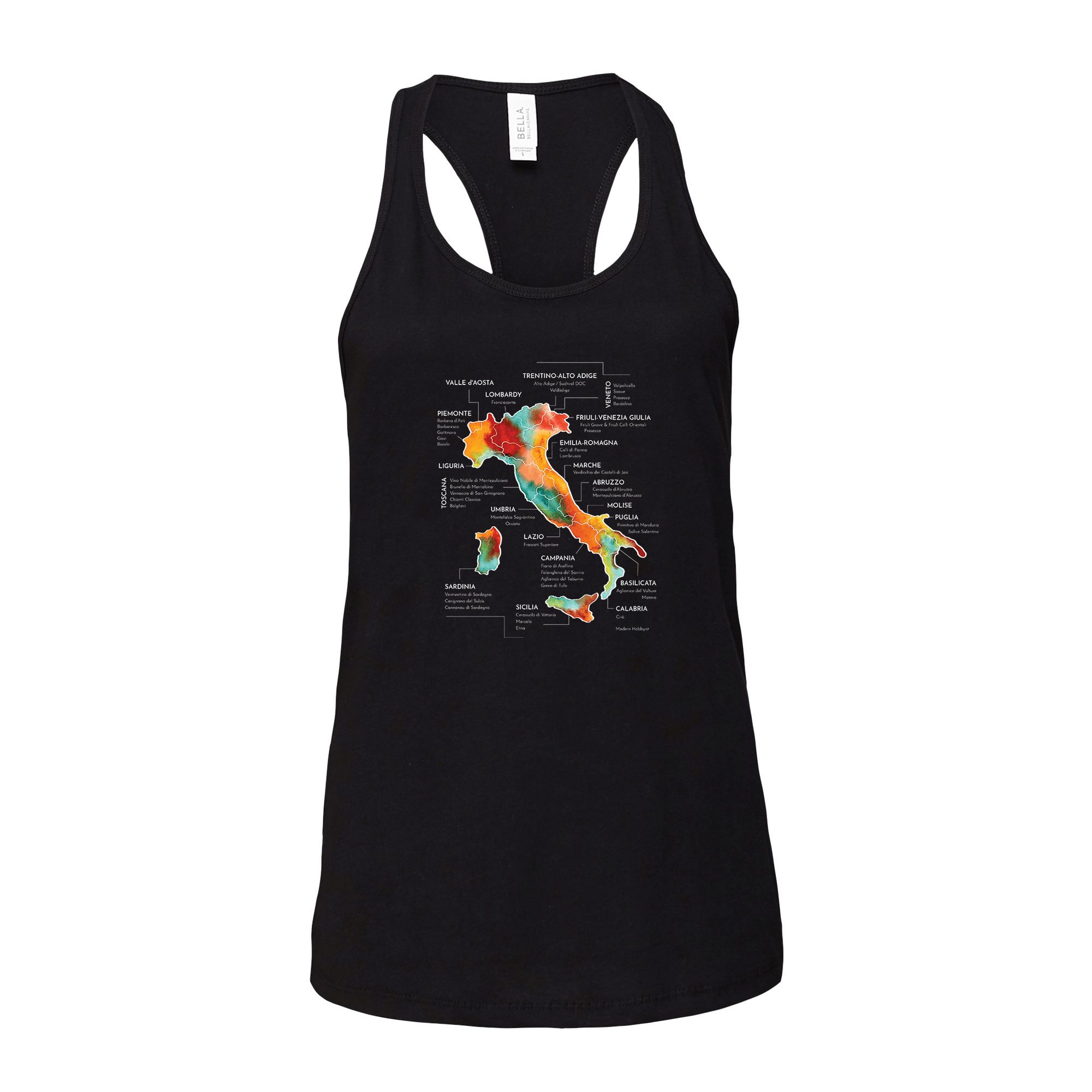 Italy Wine Map Racerback Tank