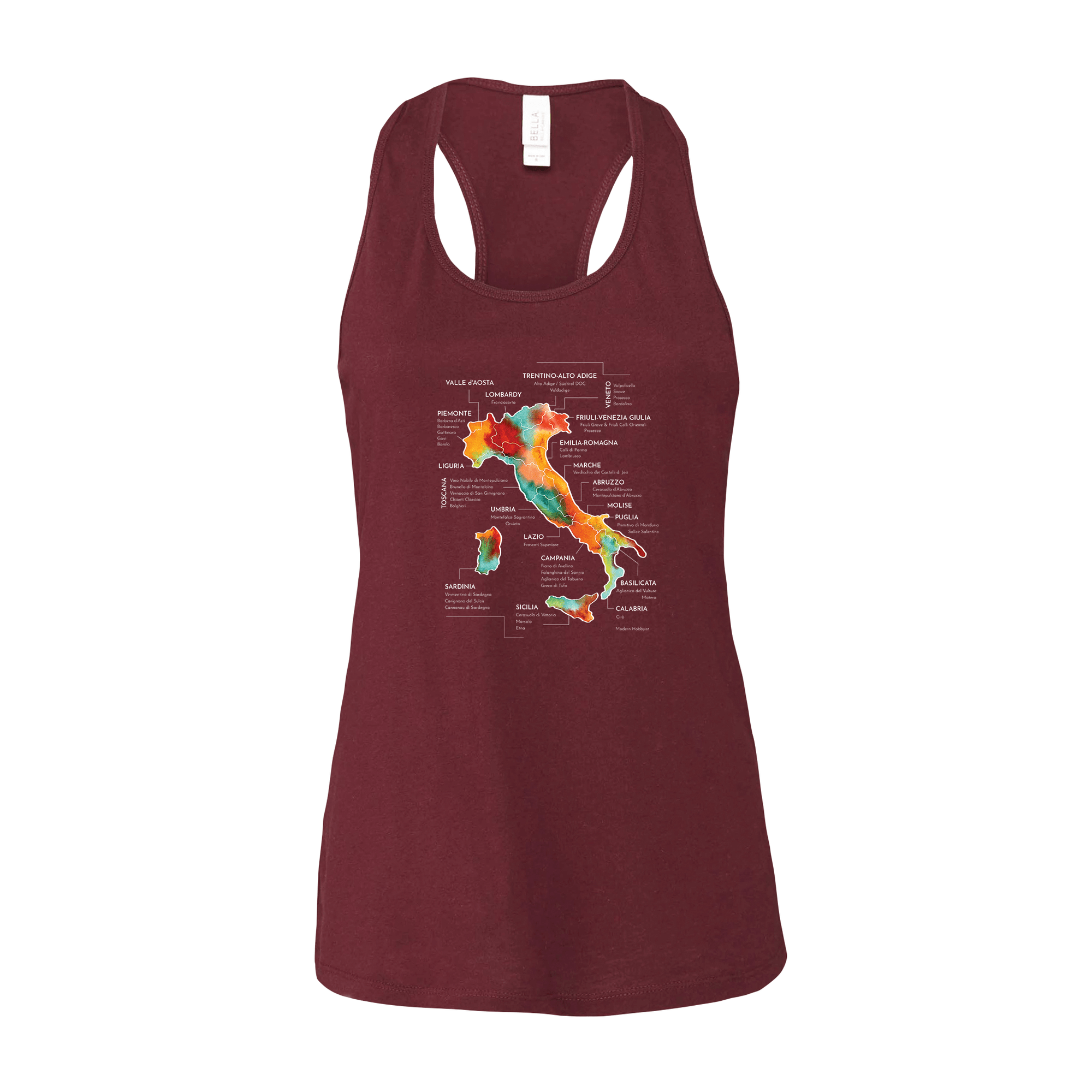 Italy Wine Map Racerback Tank