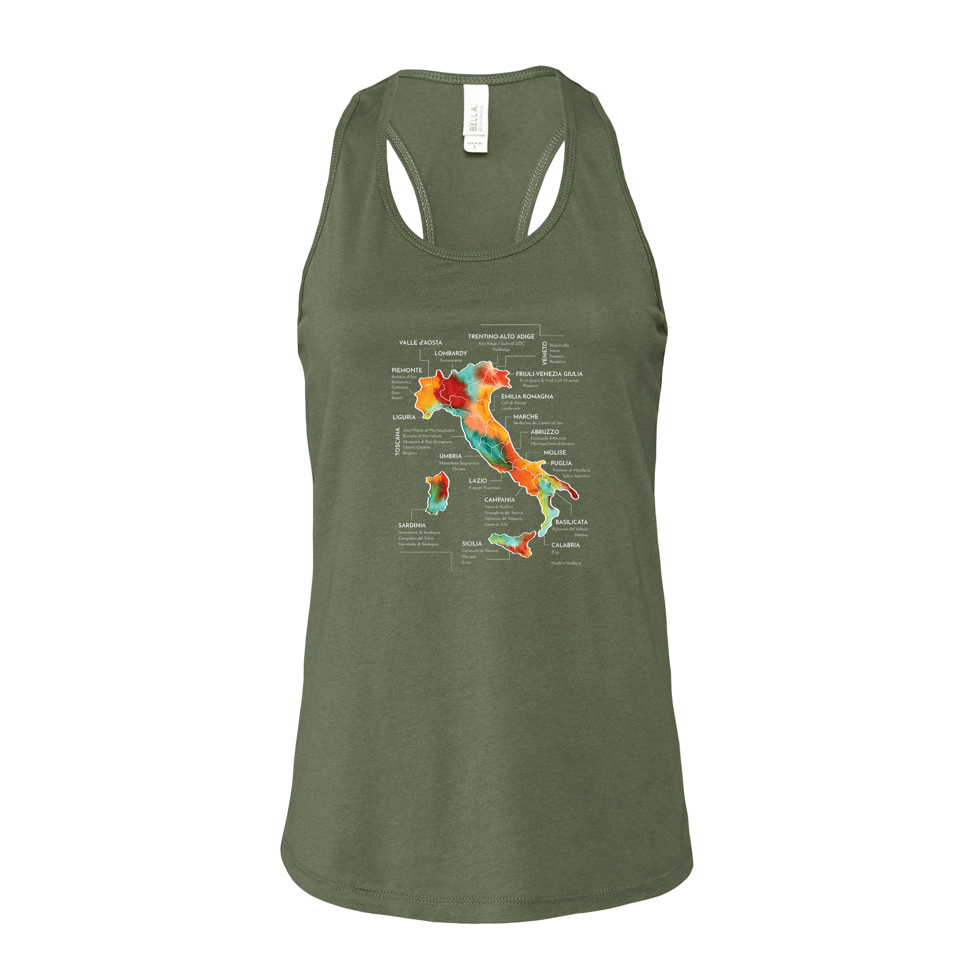 Italy Wine Map Racerback Tank