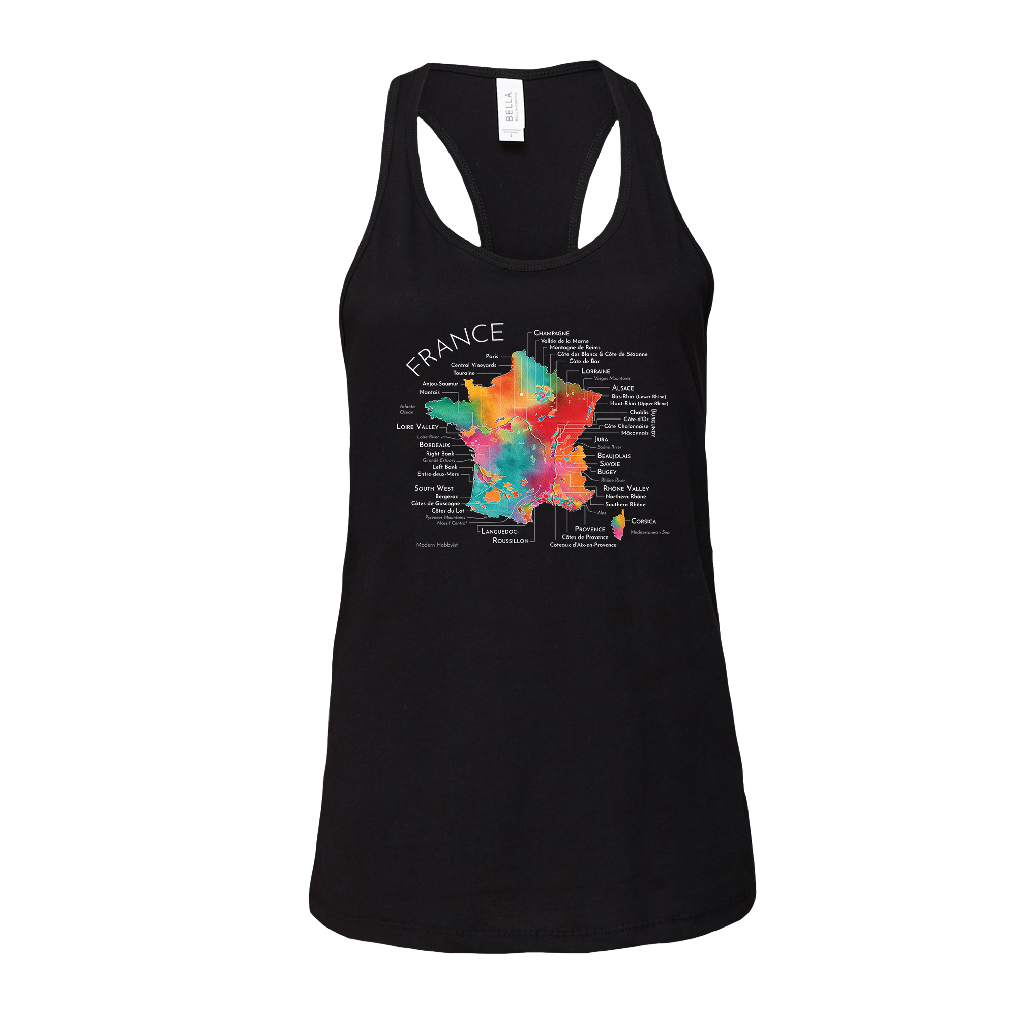 France Wine Map Racerback Tank (Color Option 1)