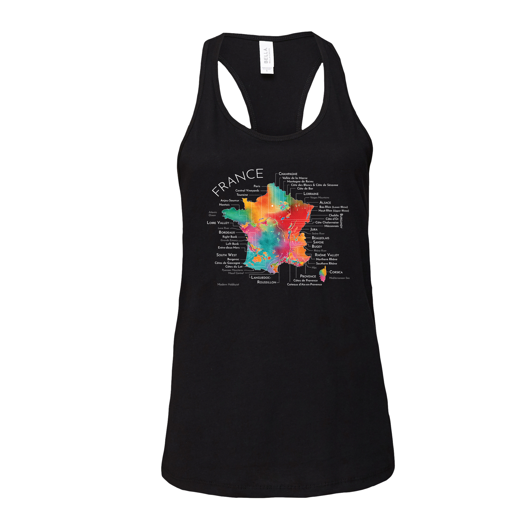 France Wine Map Racerback Tank (Color Option 1)