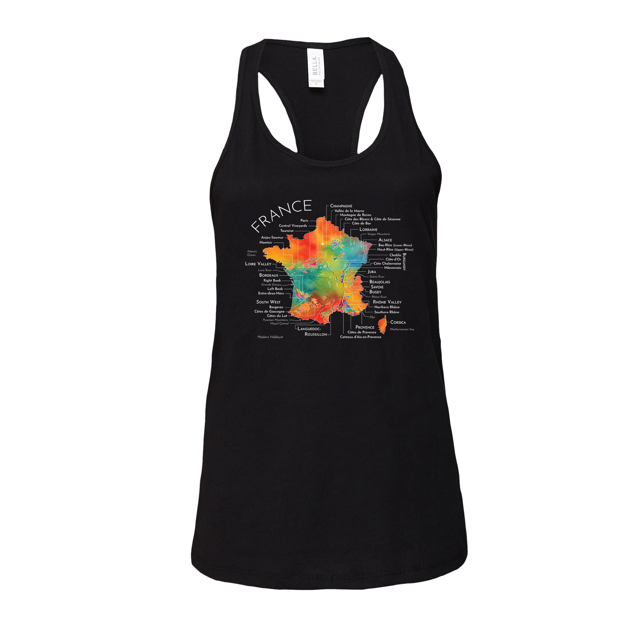 France Wine Map Racerback Tank (Color Option 2)