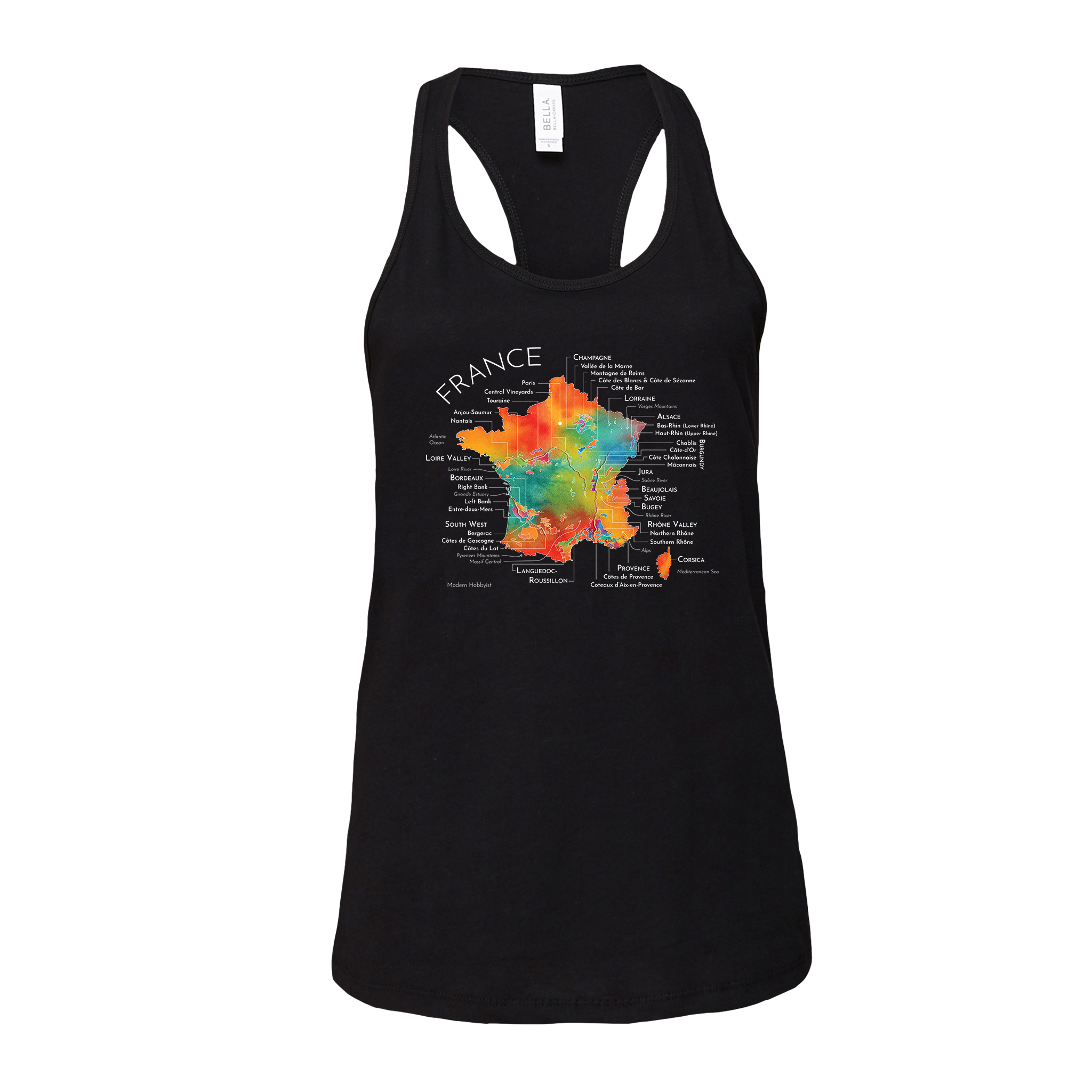 France Wine Map Racerback Tank (Color Option 2)