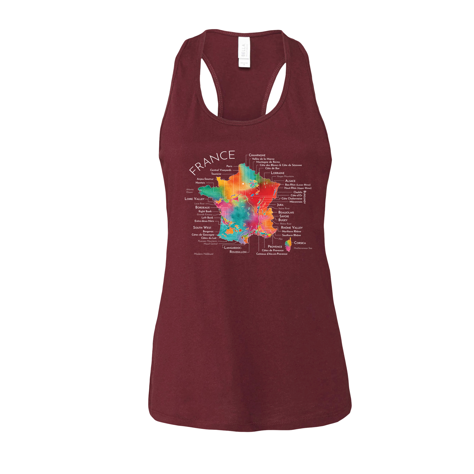 France Wine Map Racerback Tank (Color Option 1)