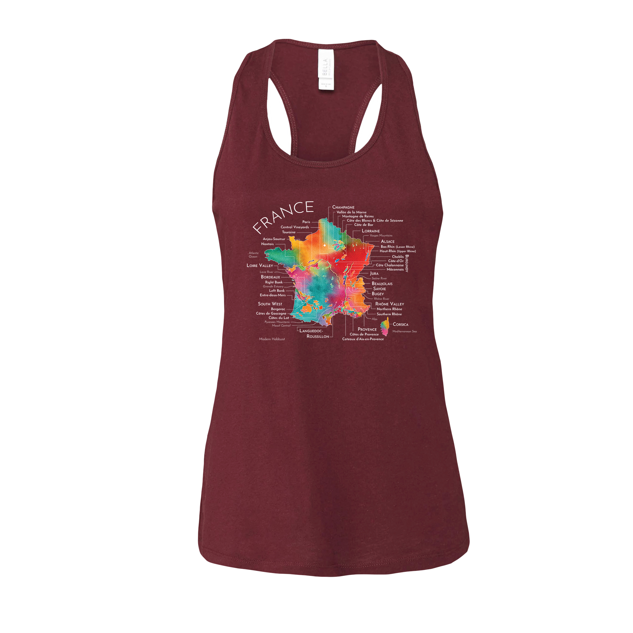 France Wine Map Racerback Tank (Color Option 1)