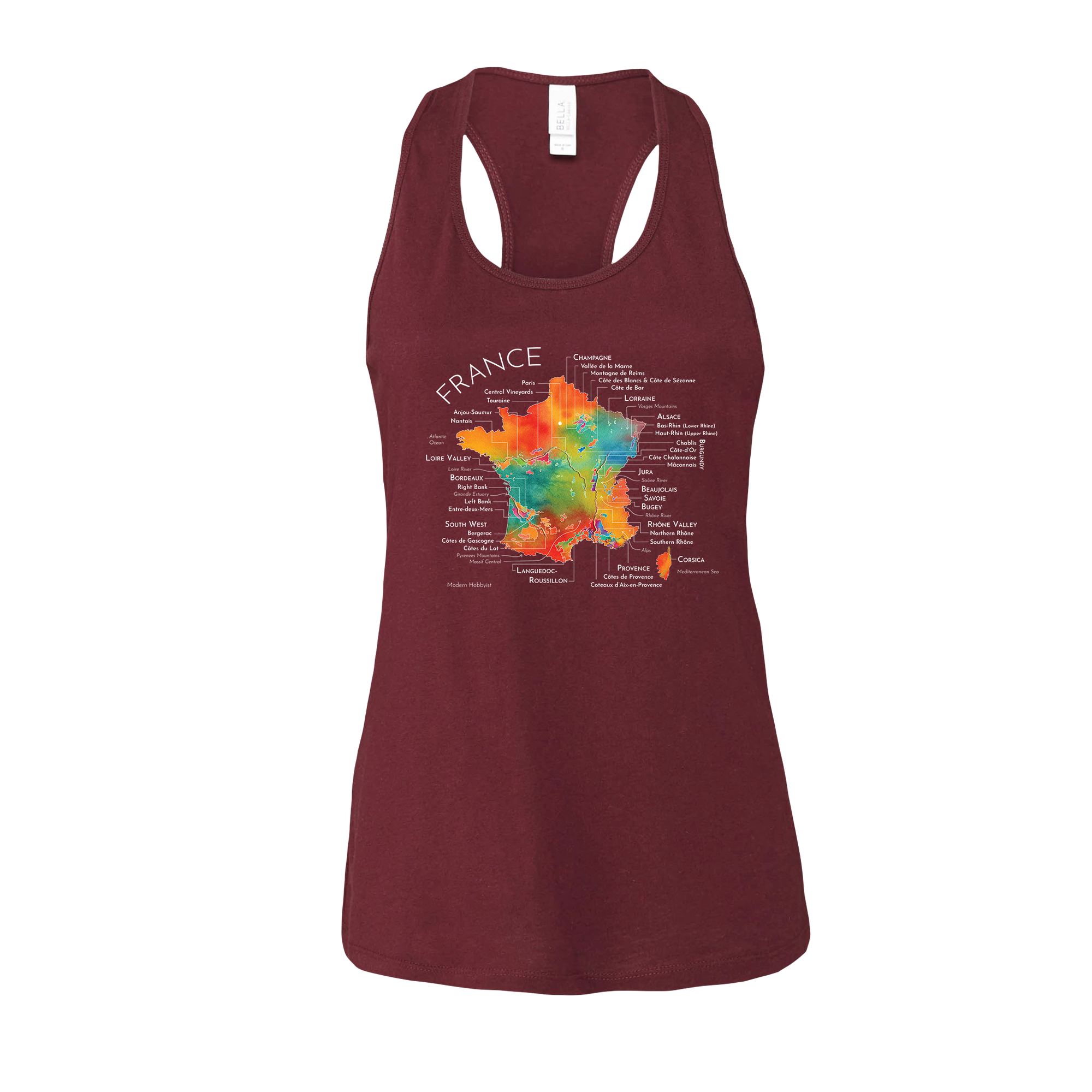 France Wine Map Racerback Tank (Color Option 2)