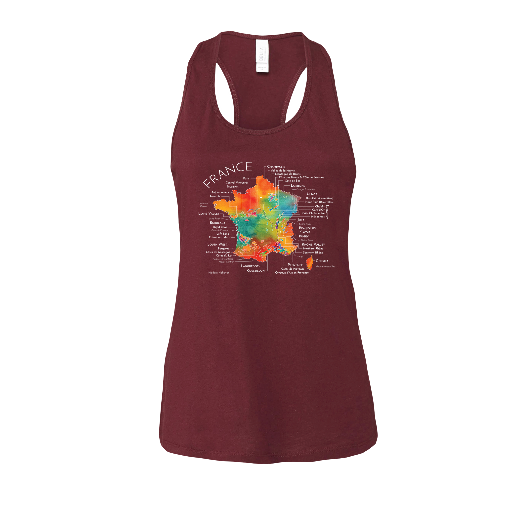 France Wine Map Racerback Tank (Color Option 2)