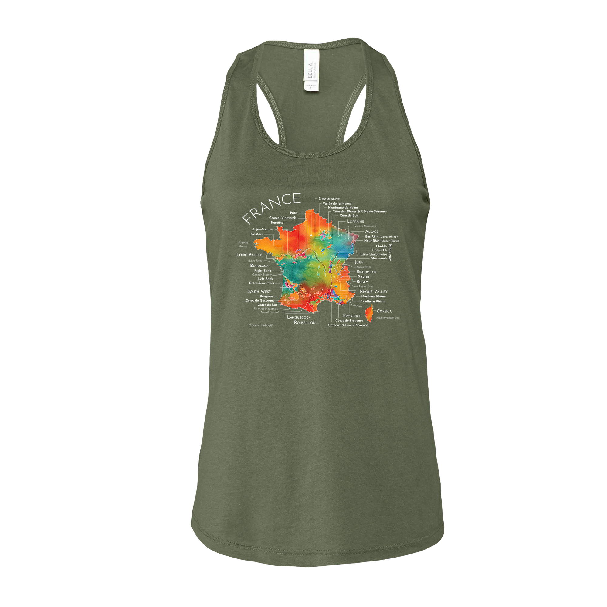 France Wine Map Racerback Tank (Color Option 2)