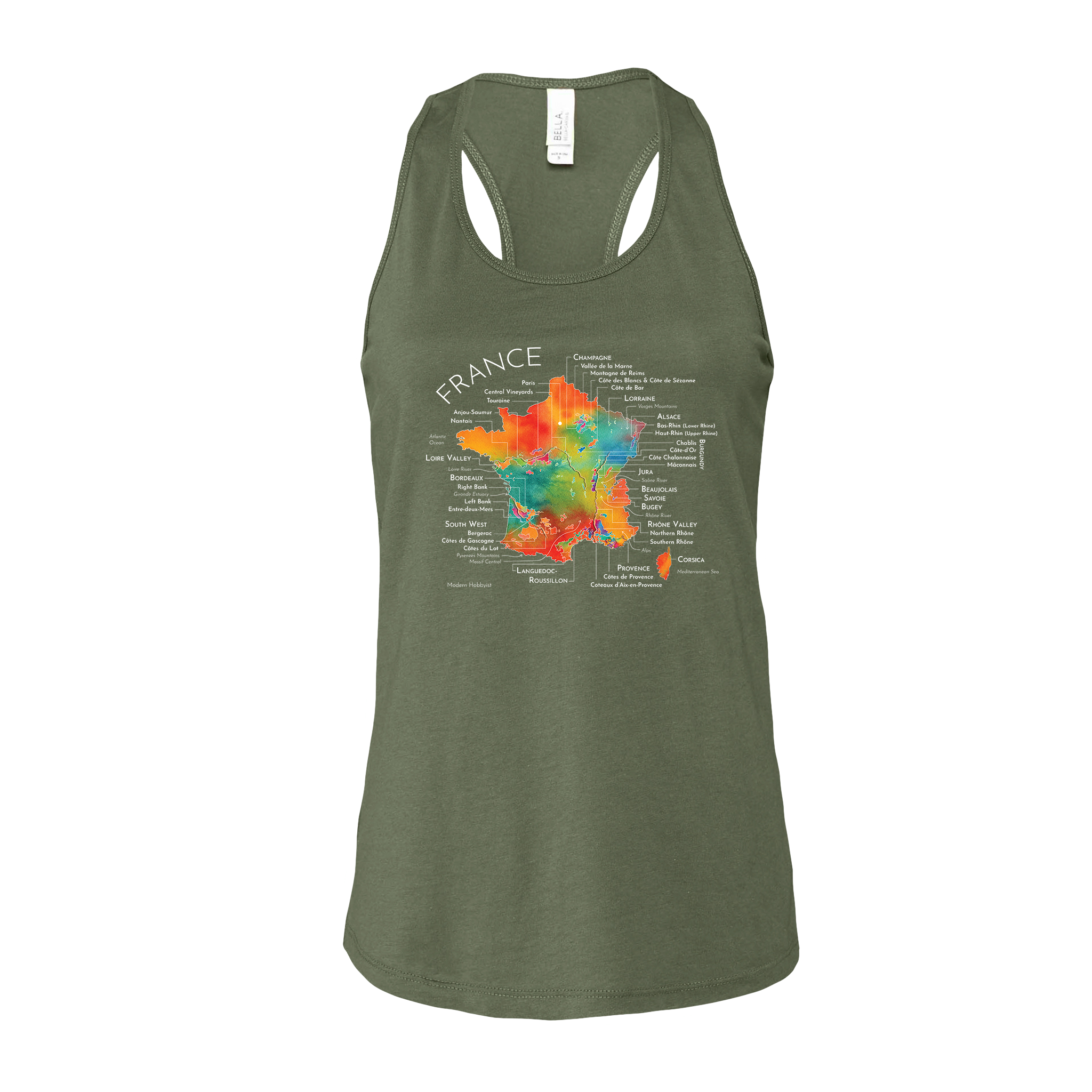 France Wine Map Racerback Tank (Color Option 2)