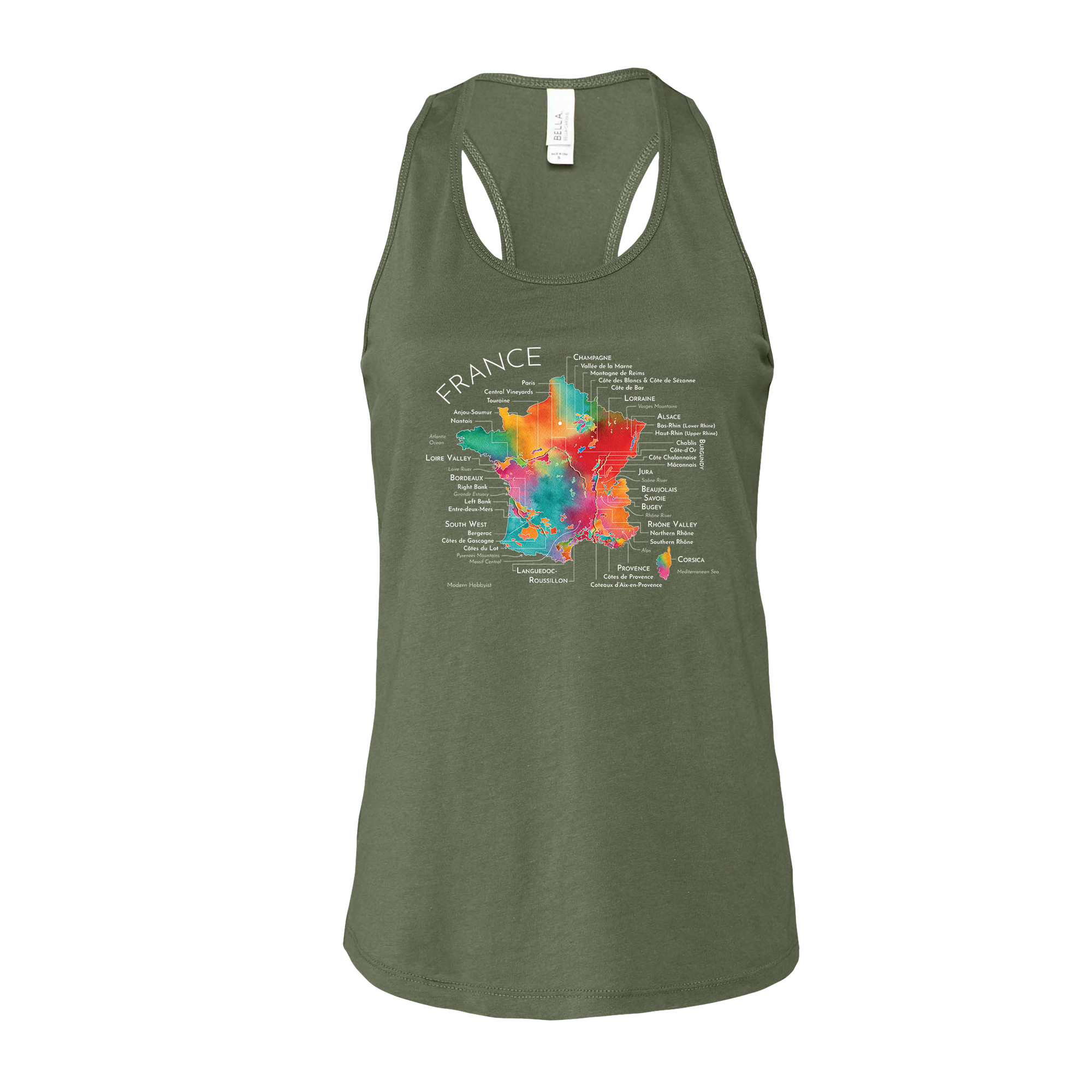 France Wine Map Racerback Tank (Color Option 1)