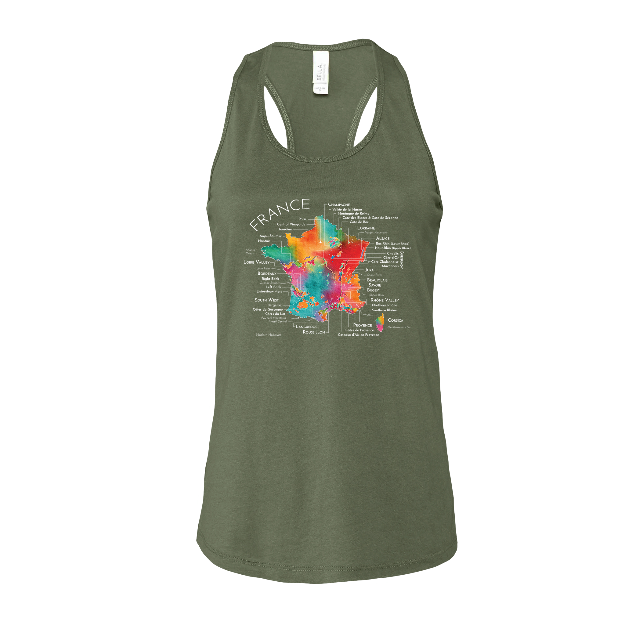 France Wine Map Racerback Tank (Color Option 1)
