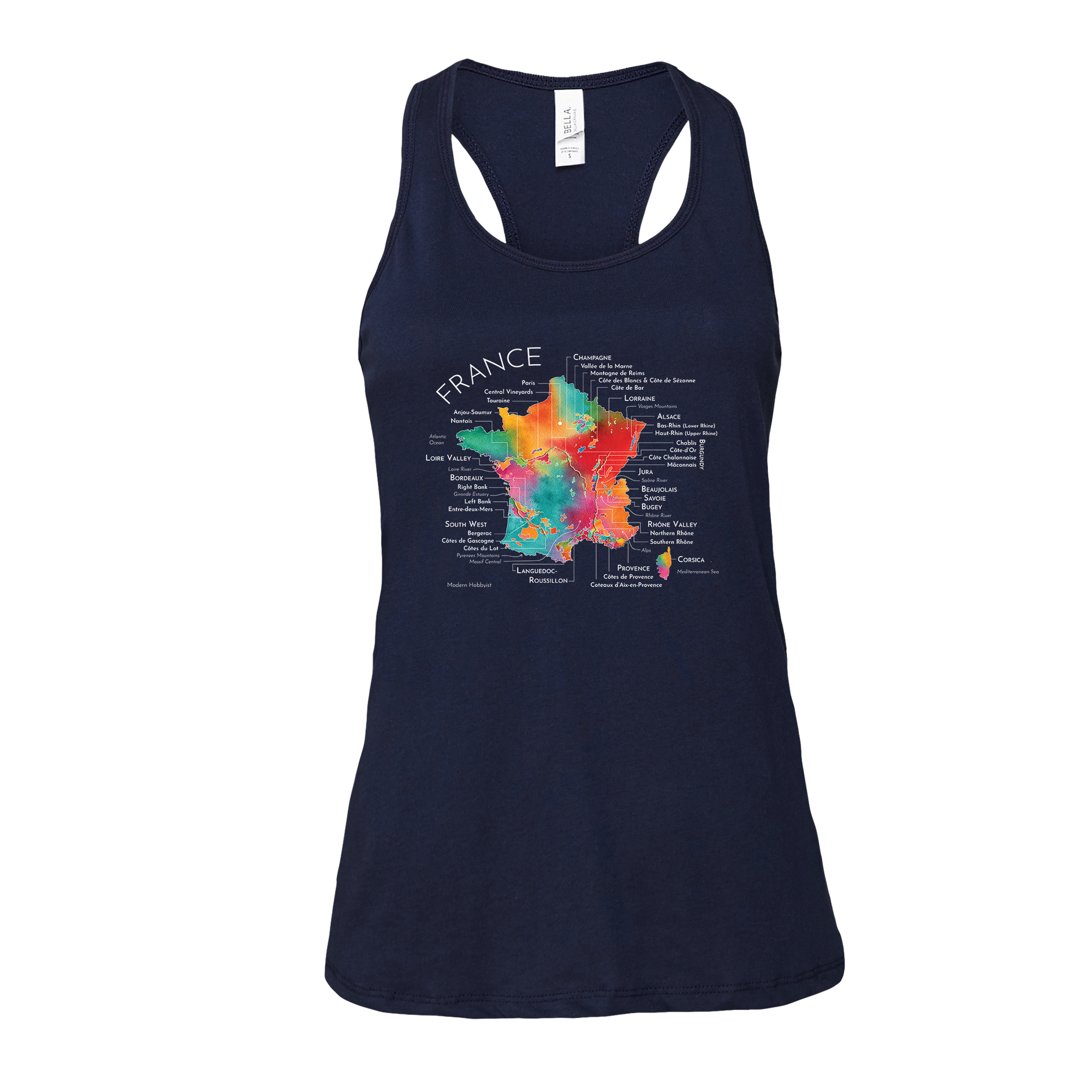 France Wine Map Racerback Tank (Color Option 1)