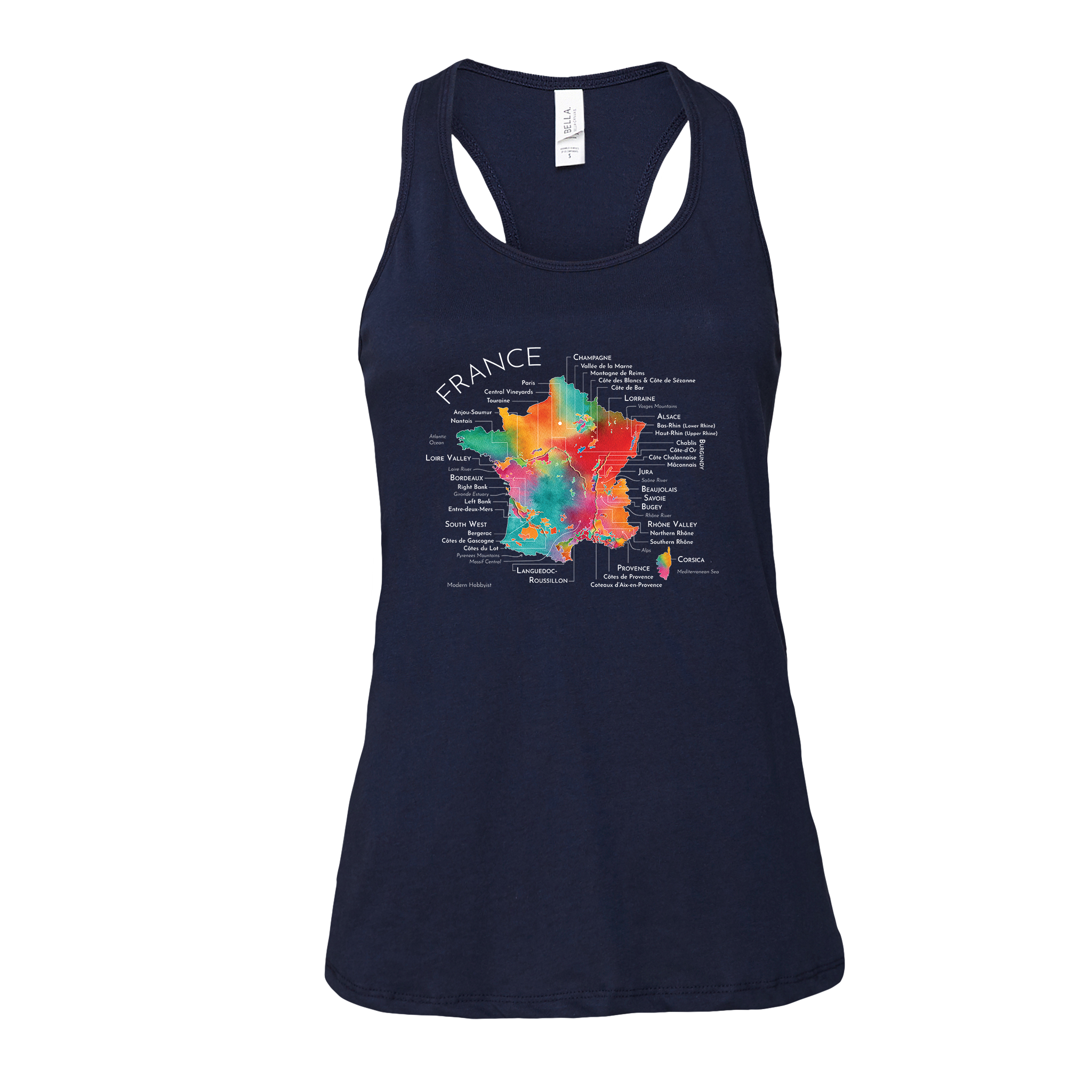 France Wine Map Racerback Tank (Color Option 1)