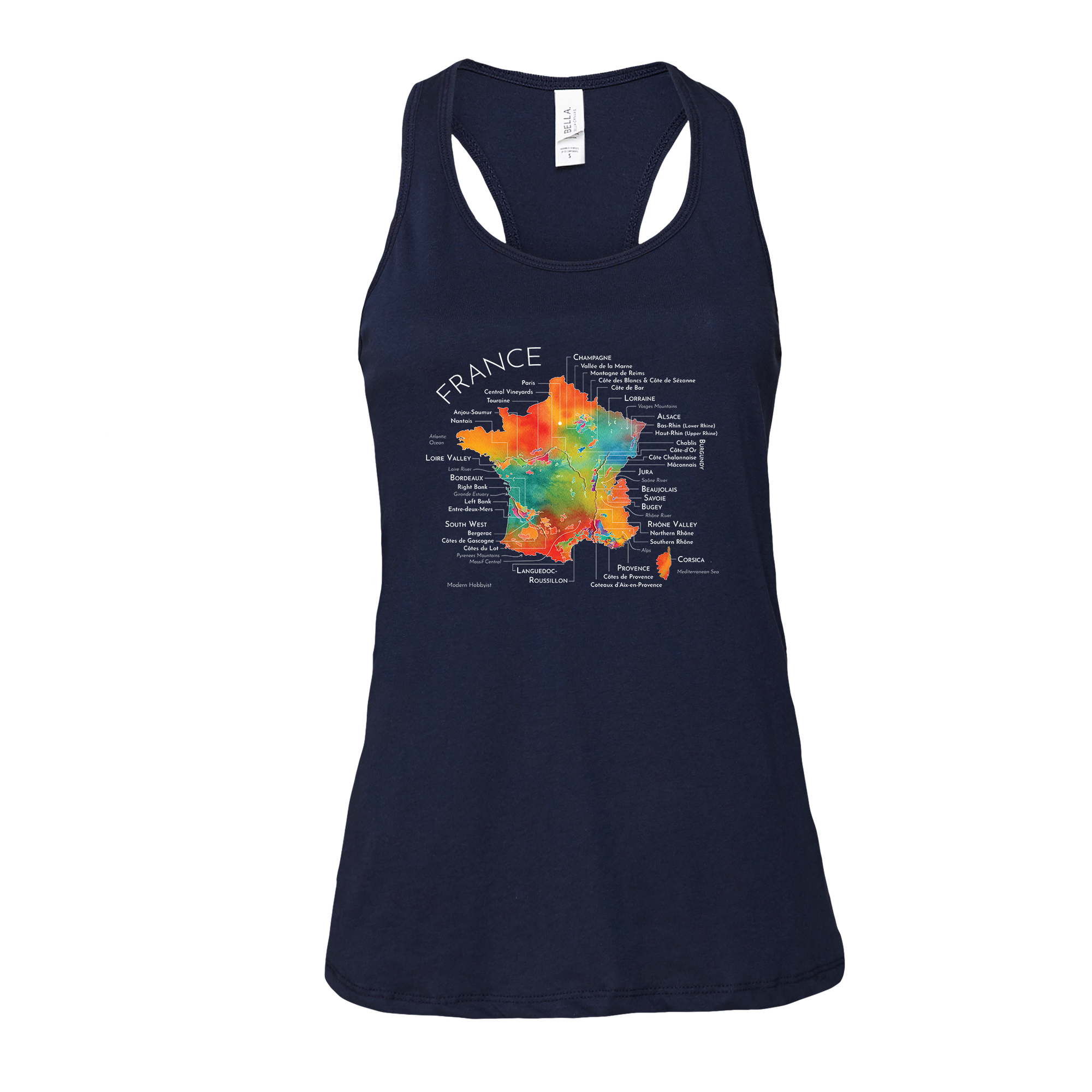 France Wine Map Racerback Tank (Color Option 2)