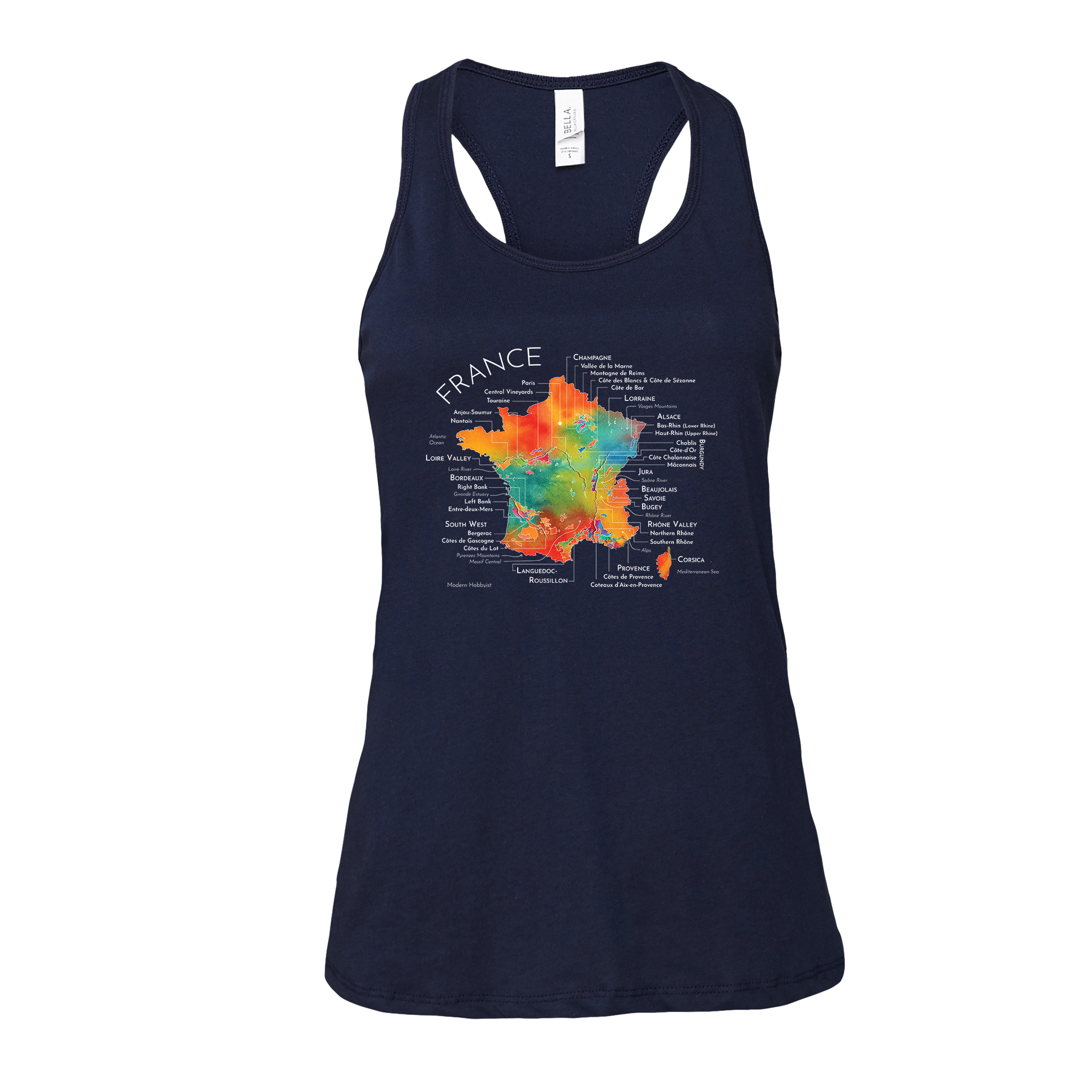 France Wine Map Racerback Tank (Color Option 2)