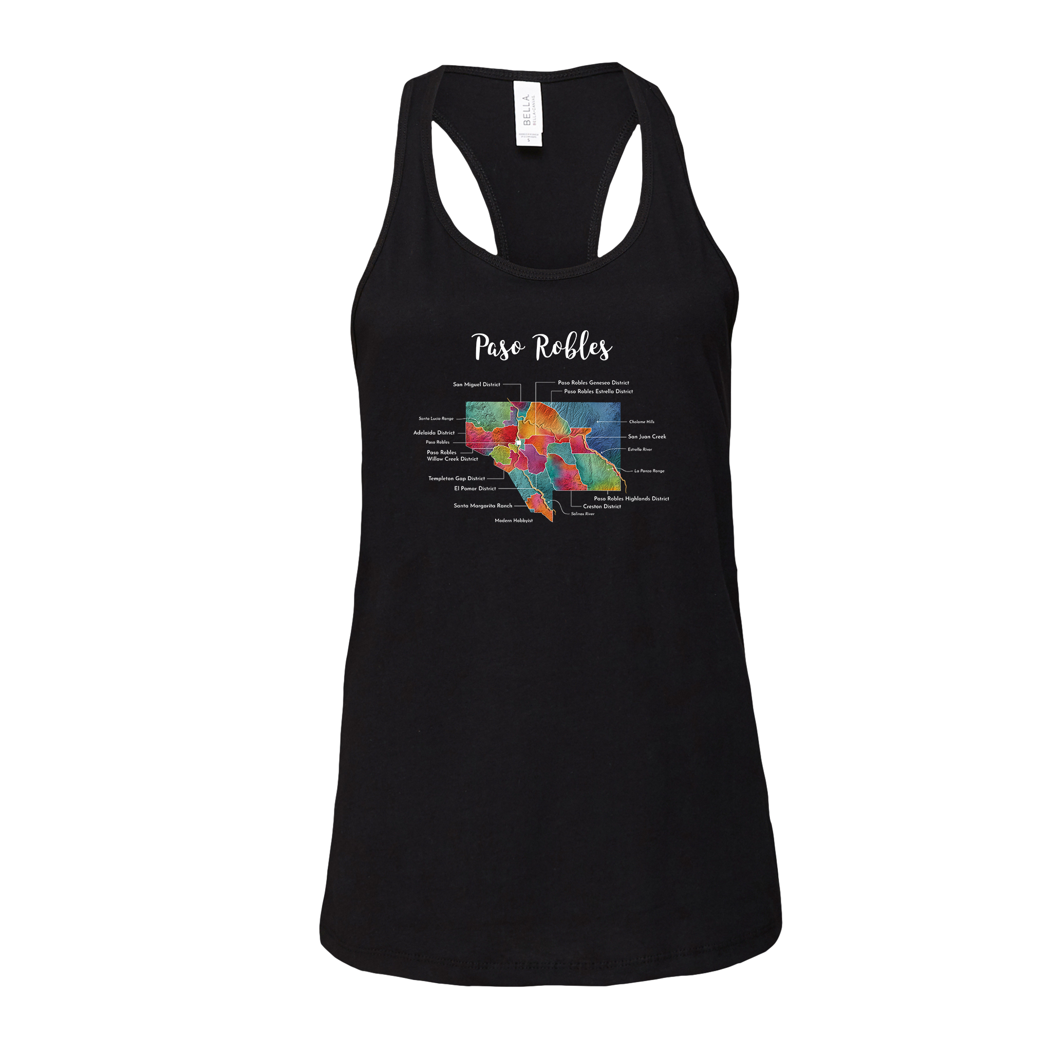 Paso Robles Wine Map Racerback Tank