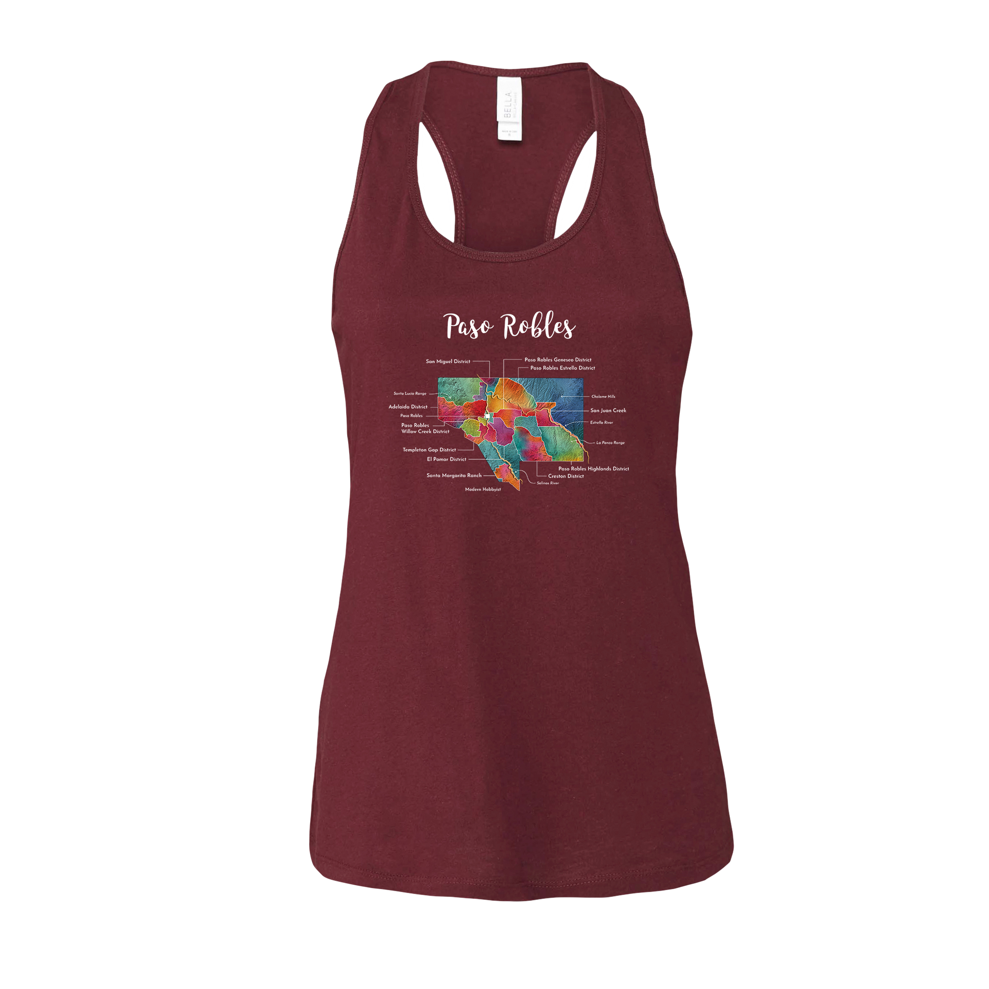 Paso Robles Wine Map Racerback Tank