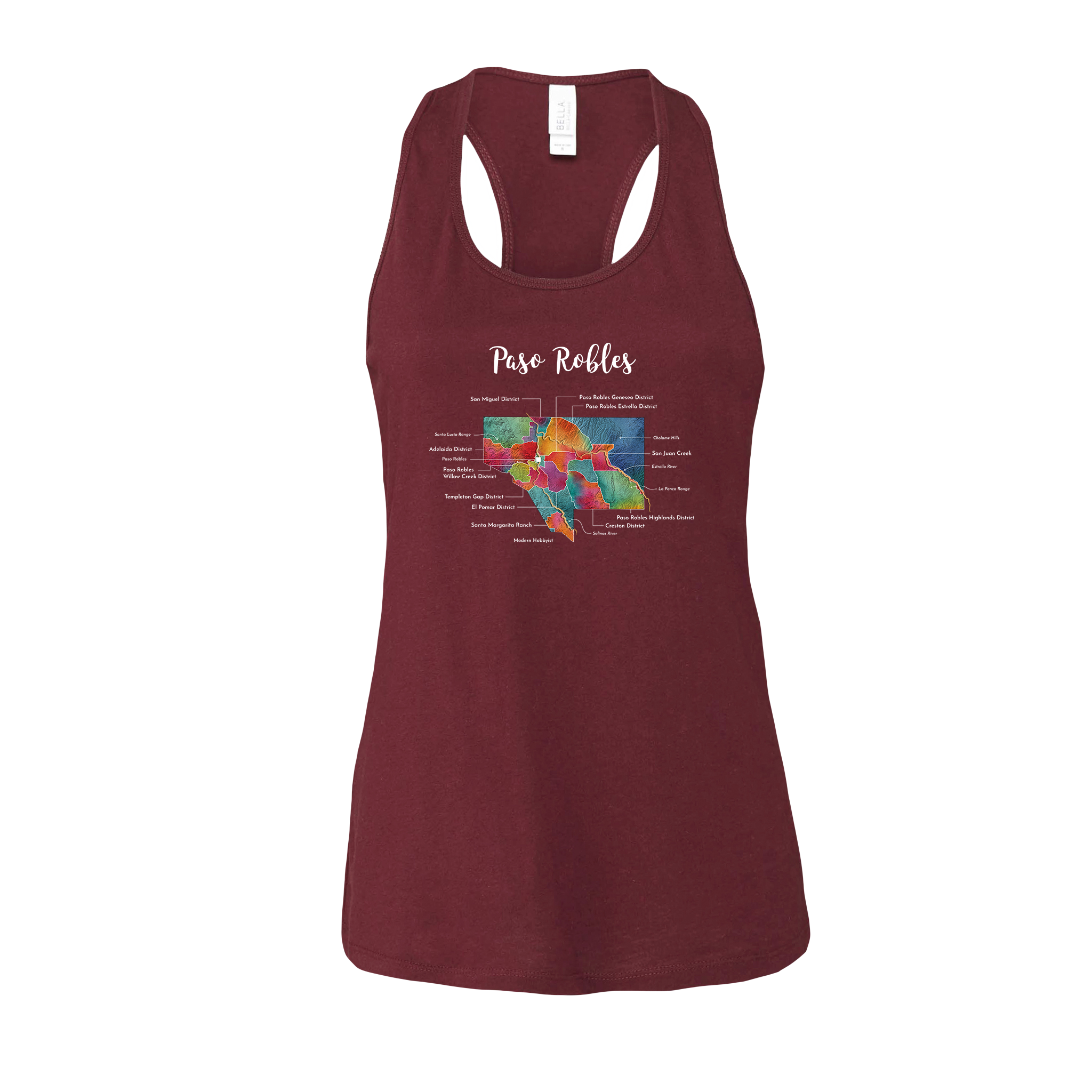 Paso Robles Wine Map Racerback Tank
