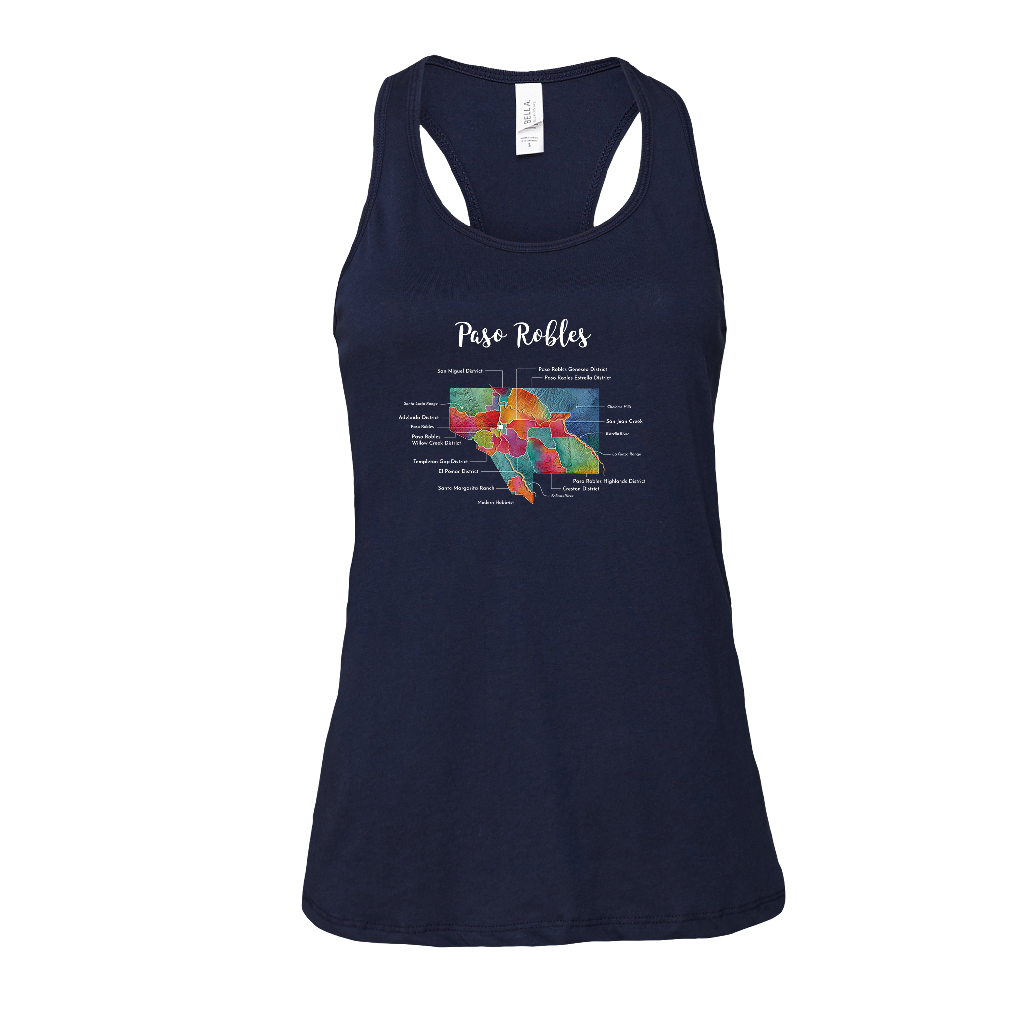 Paso Robles Wine Map Racerback Tank
