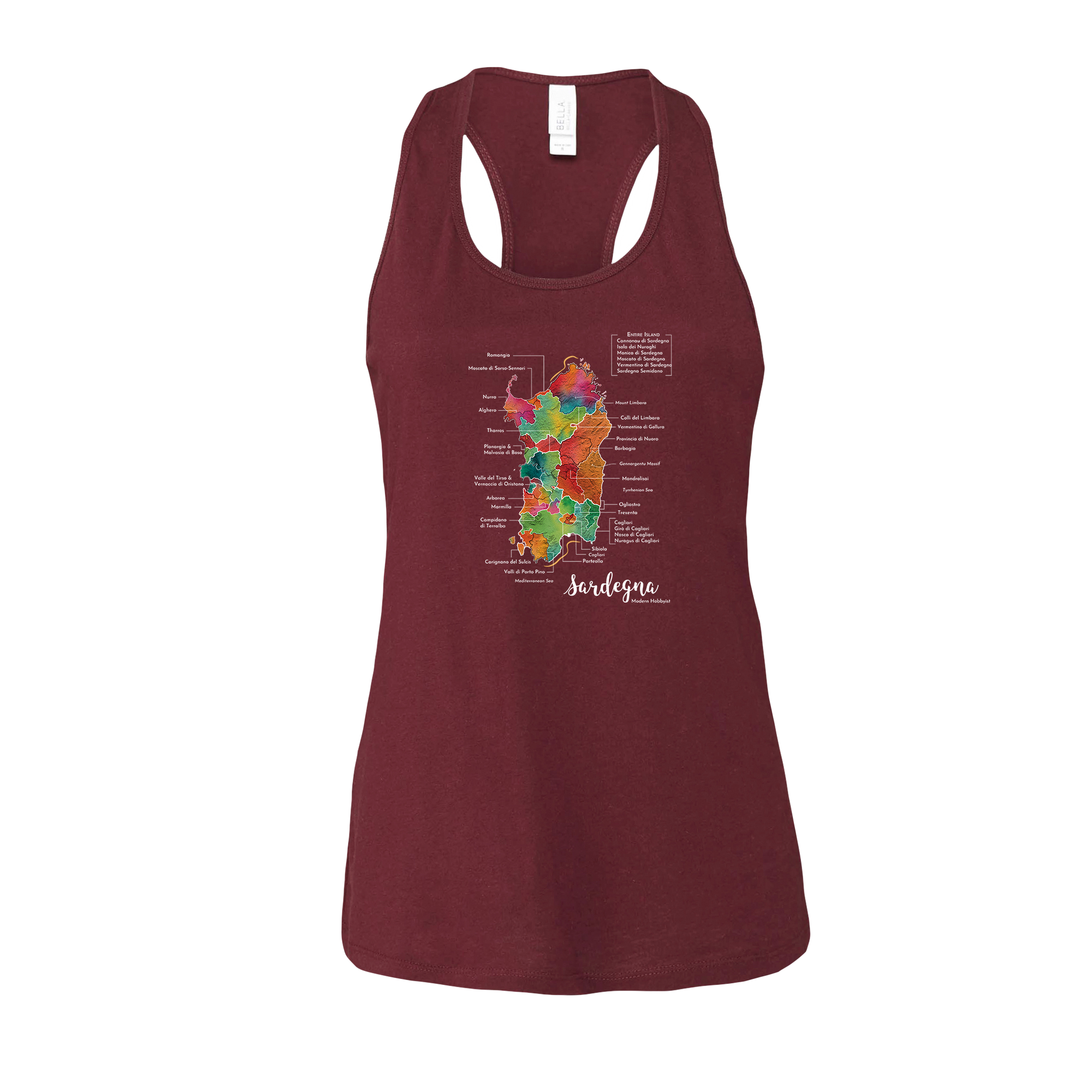 Sardegna / Sardinia Wine Map Racerback Tank