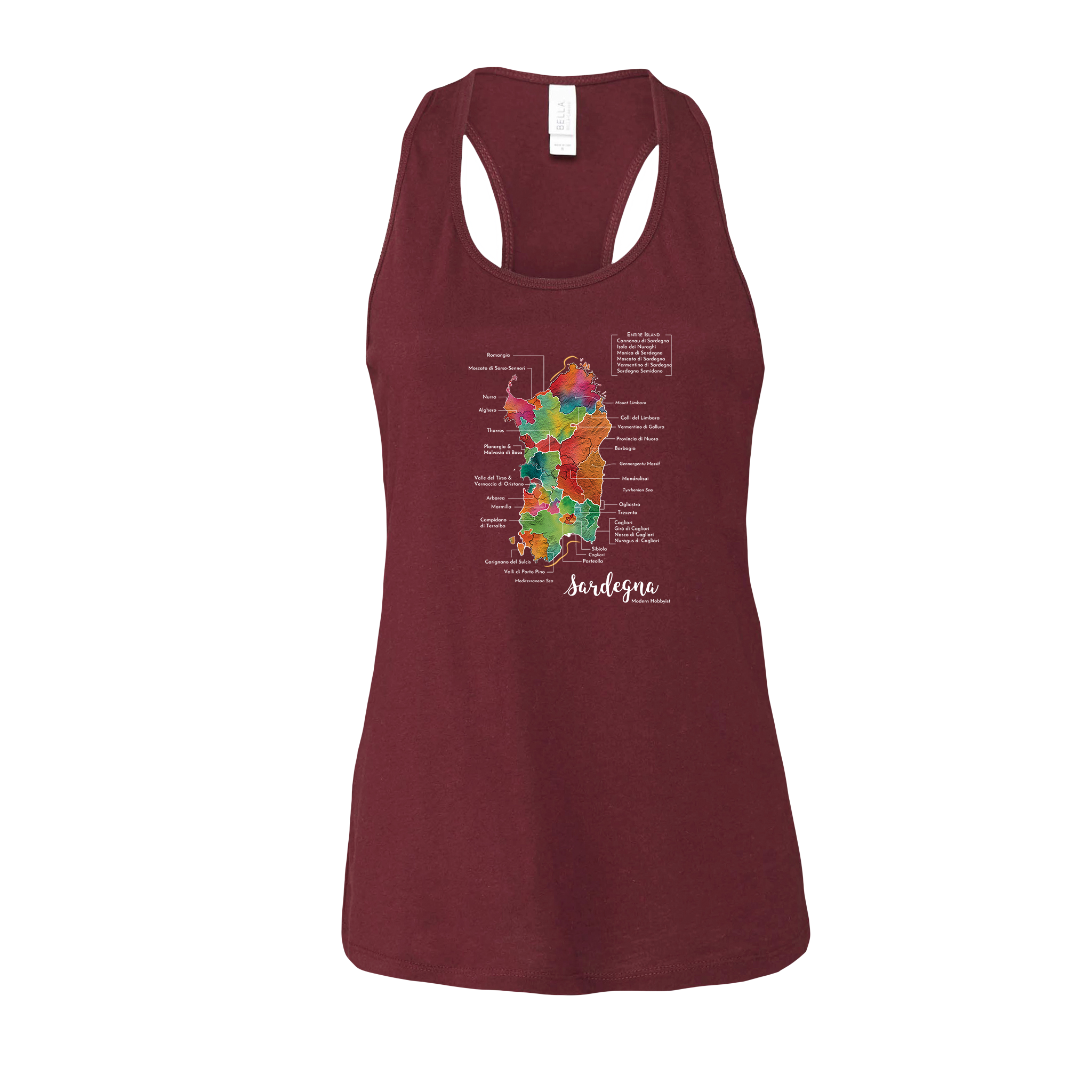 Sardegna / Sardinia Wine Map Racerback Tank
