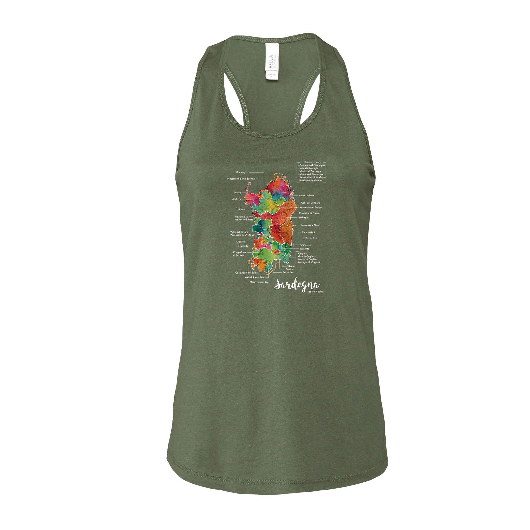 Sardegna / Sardinia Wine Map Racerback Tank