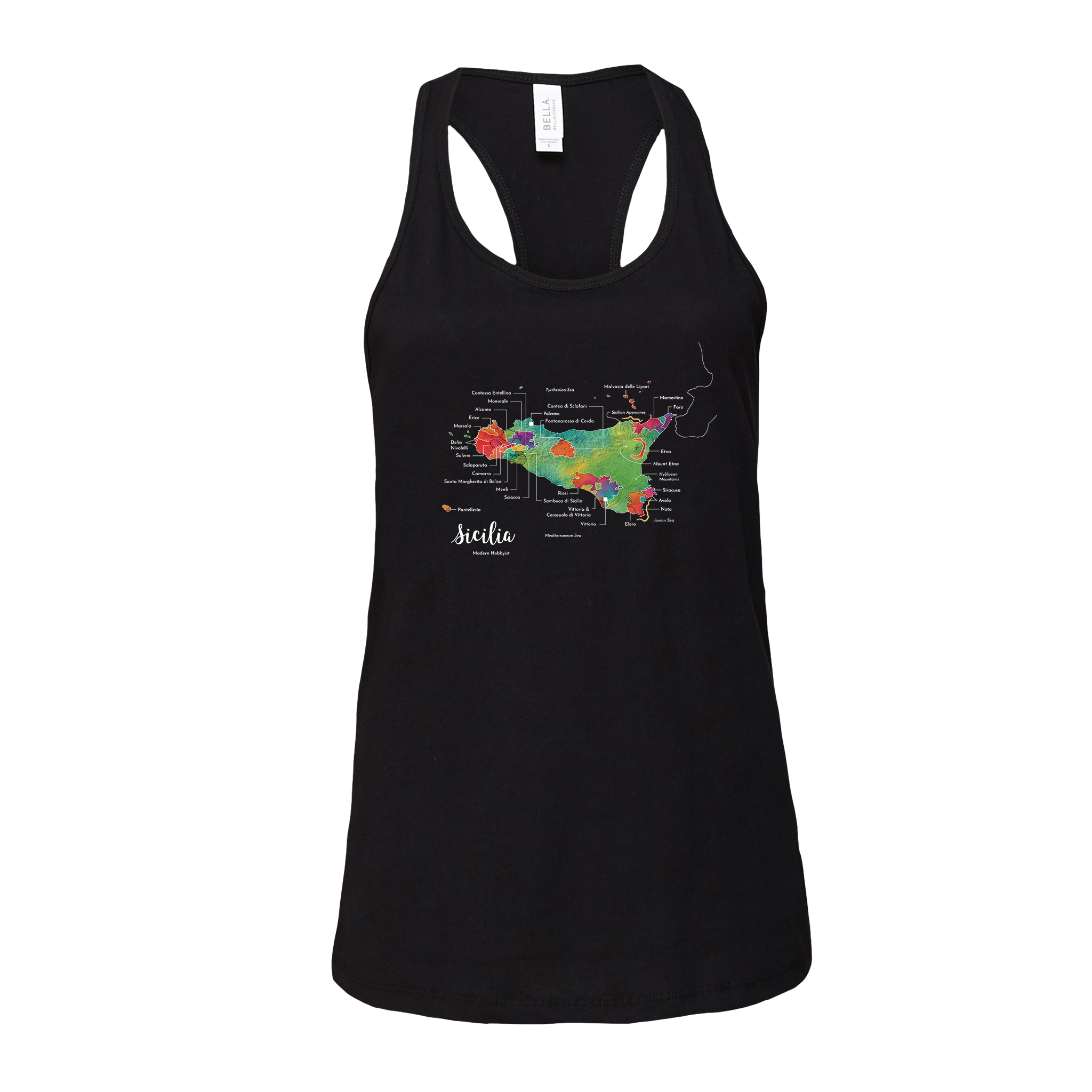 Sicily / Sicilia Wine Map Racerback Tank