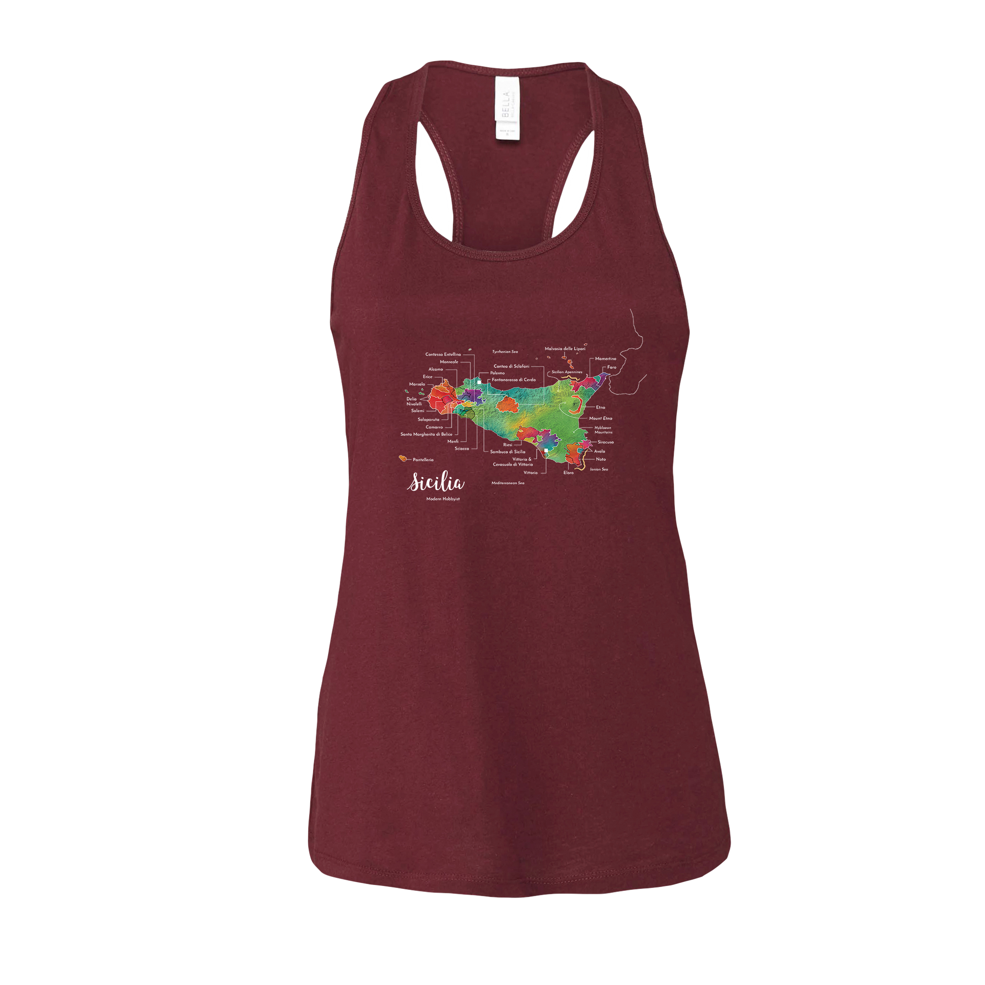 Sicily / Sicilia Wine Map Racerback Tank