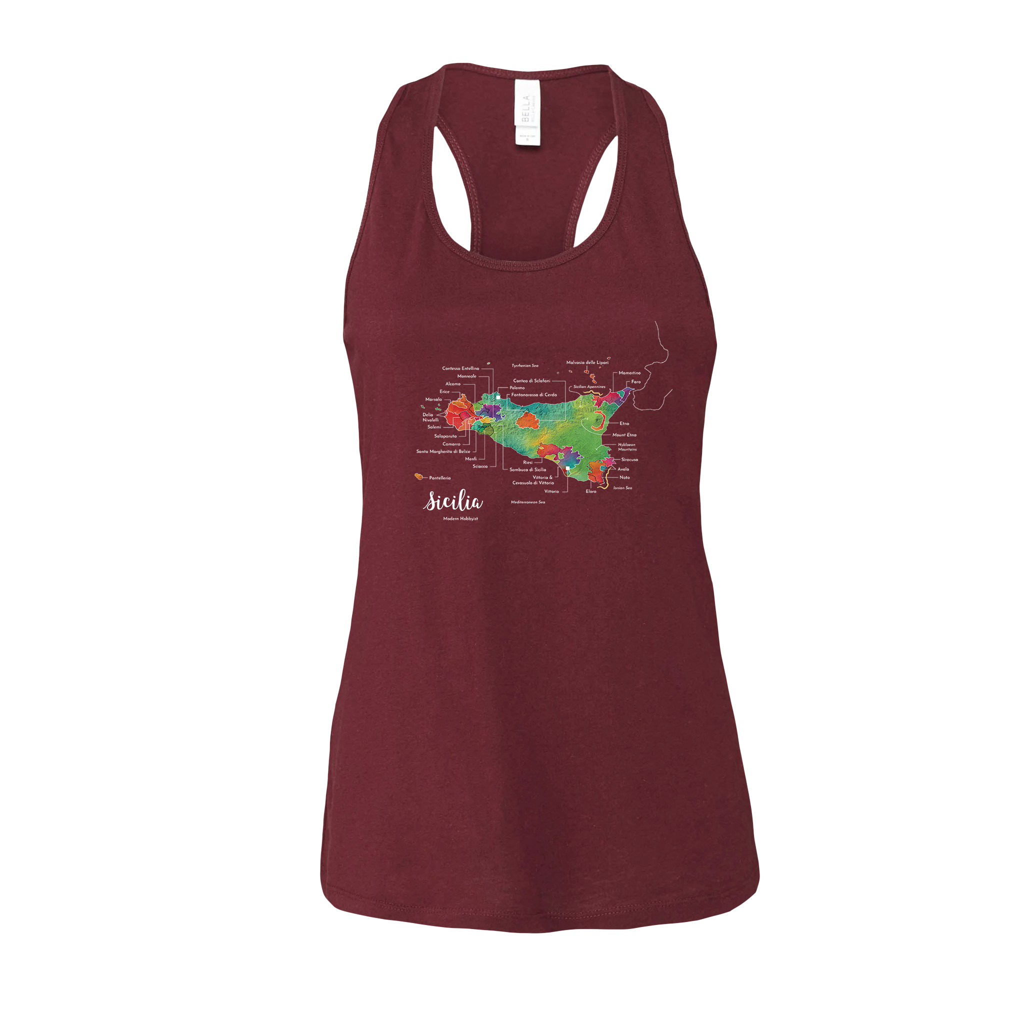 Sicily / Sicilia Wine Map Racerback Tank