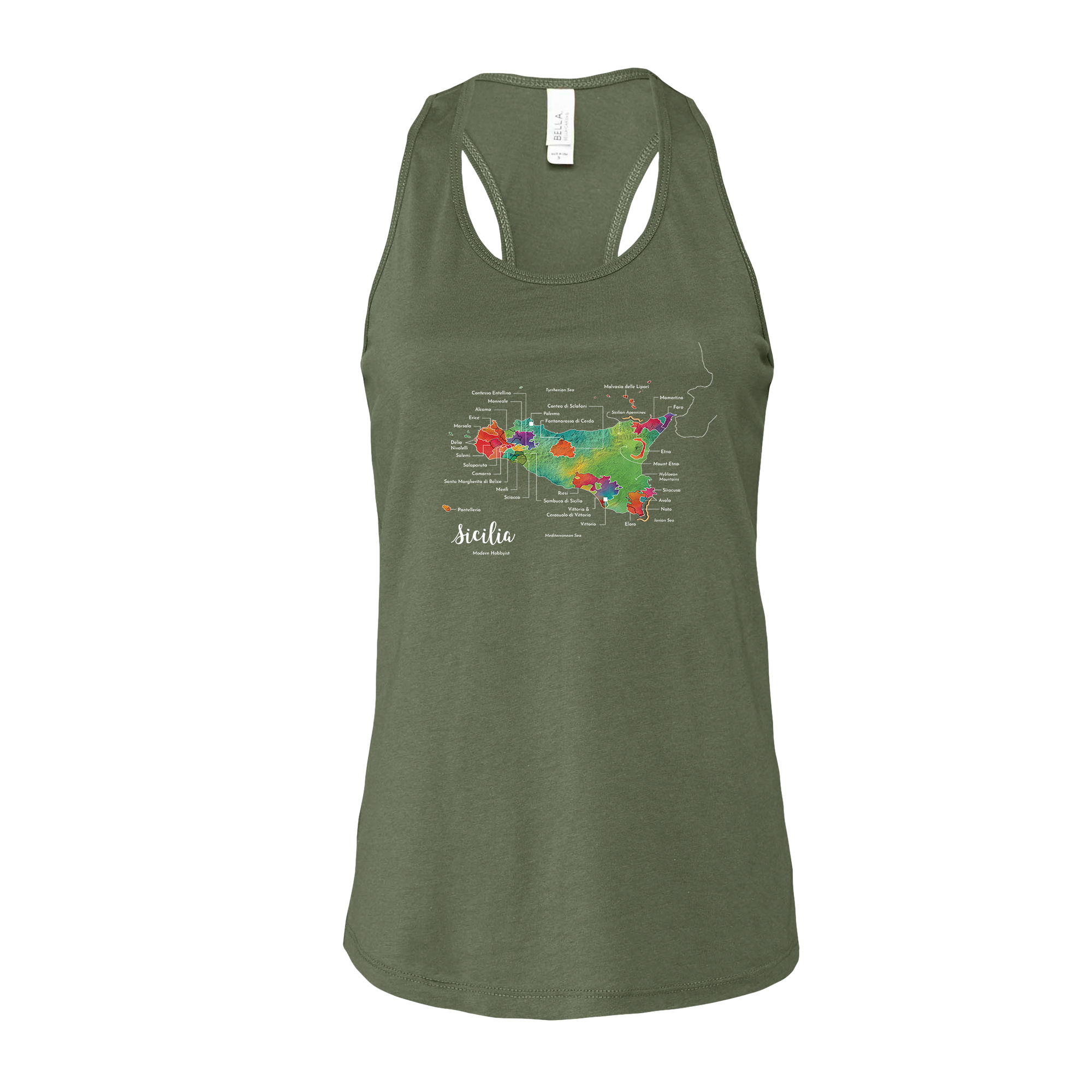 Sicily / Sicilia Wine Map Racerback Tank