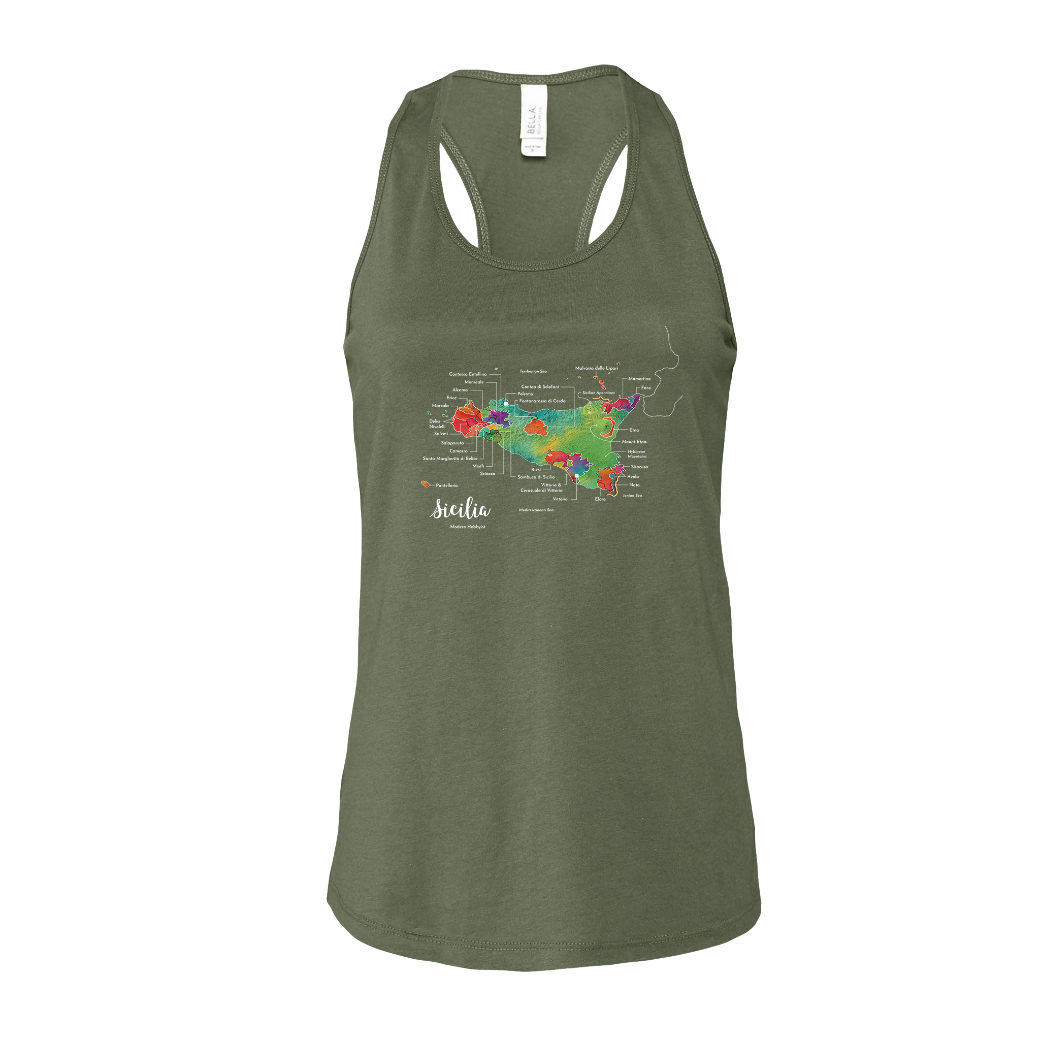 Sicily / Sicilia Wine Map Racerback Tank