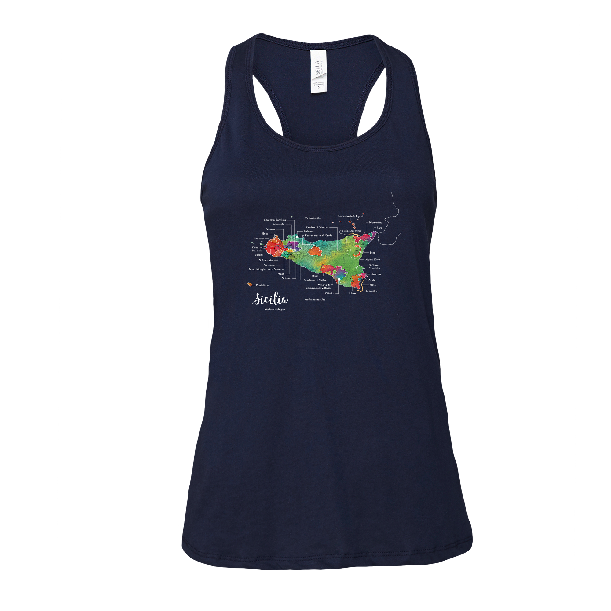 Sicily / Sicilia Wine Map Racerback Tank