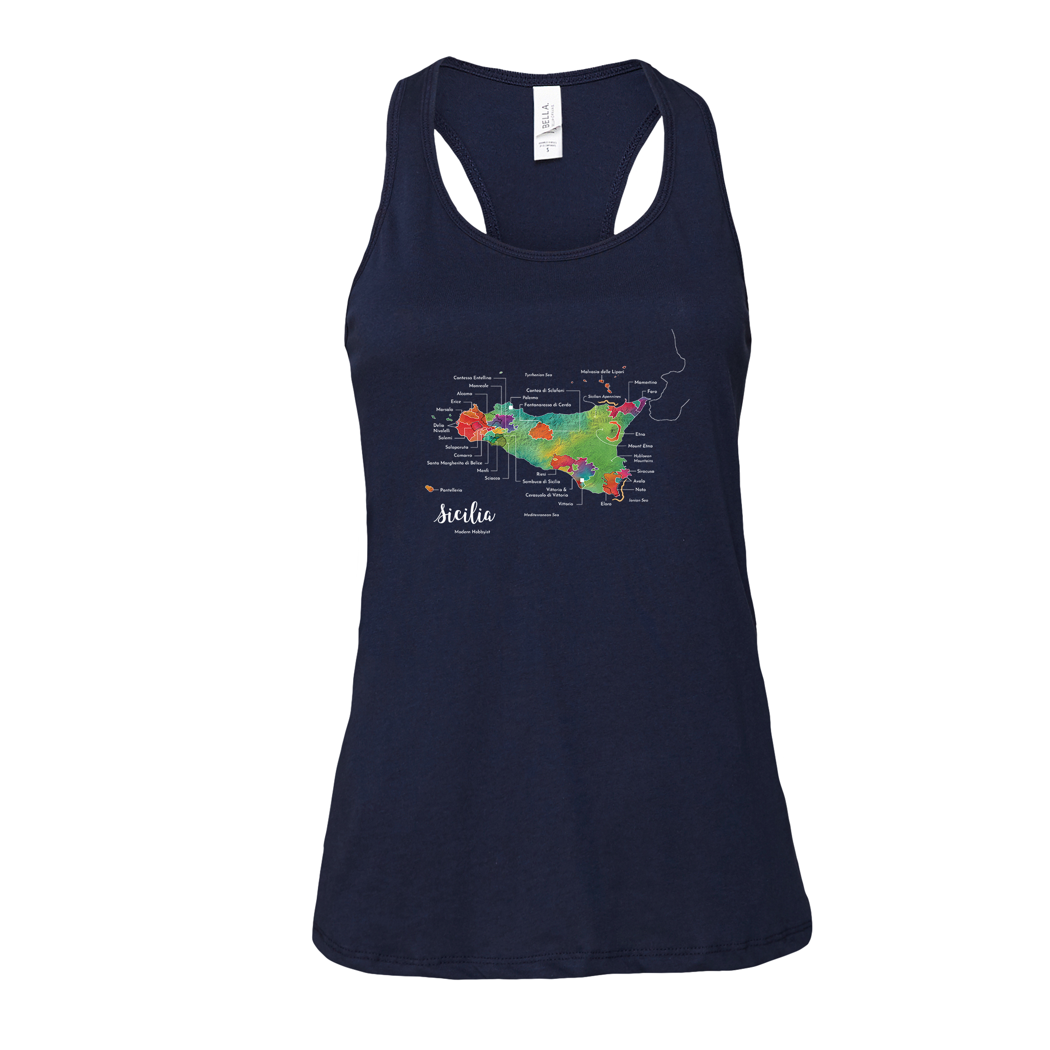 Sicily / Sicilia Wine Map Racerback Tank