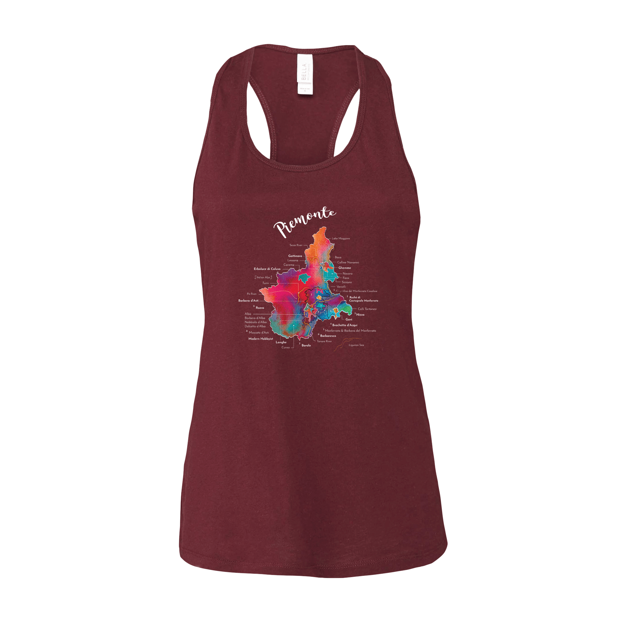 Piemonte Wine Map Racerback Tank