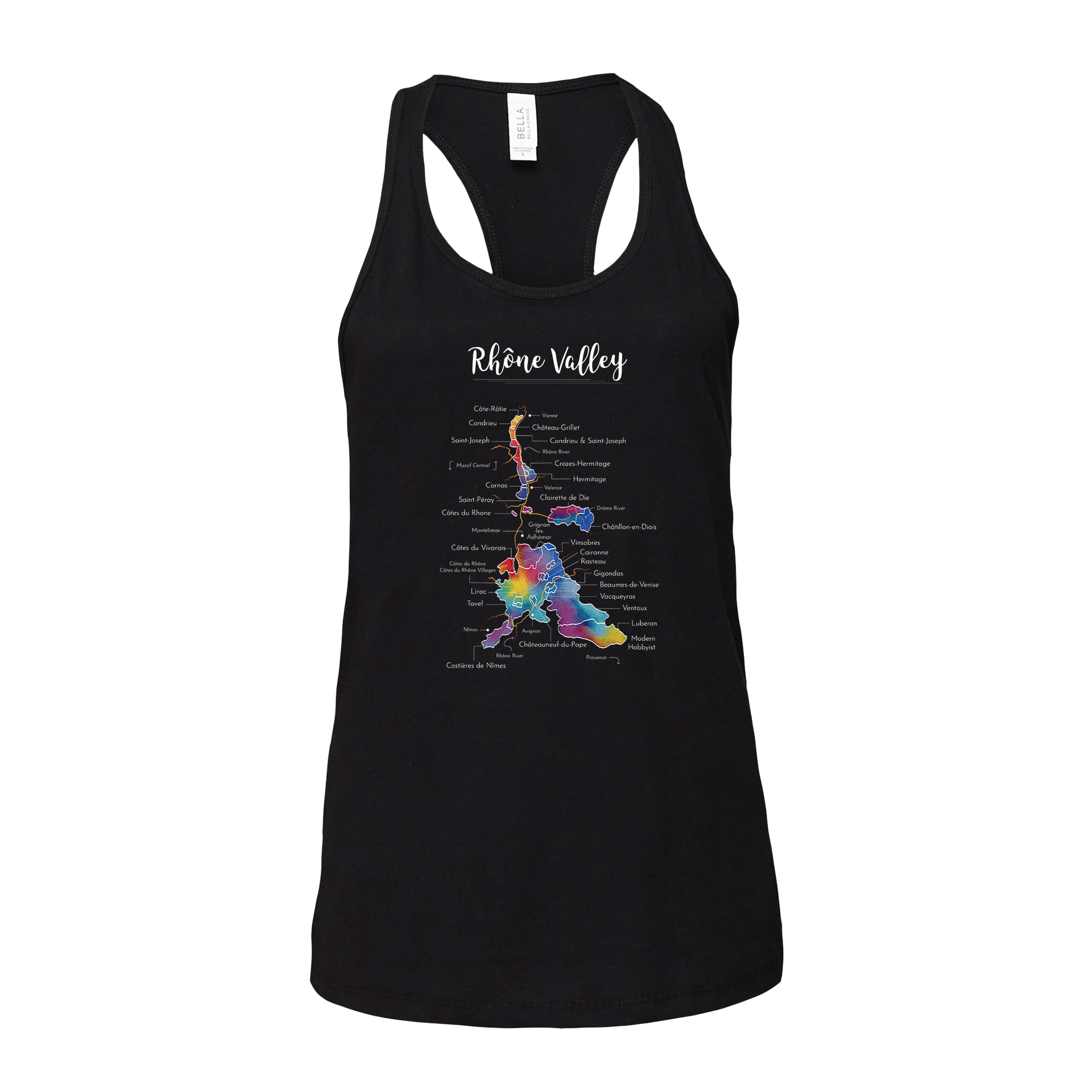 Rhone Valley Wine Map Racerback Tank