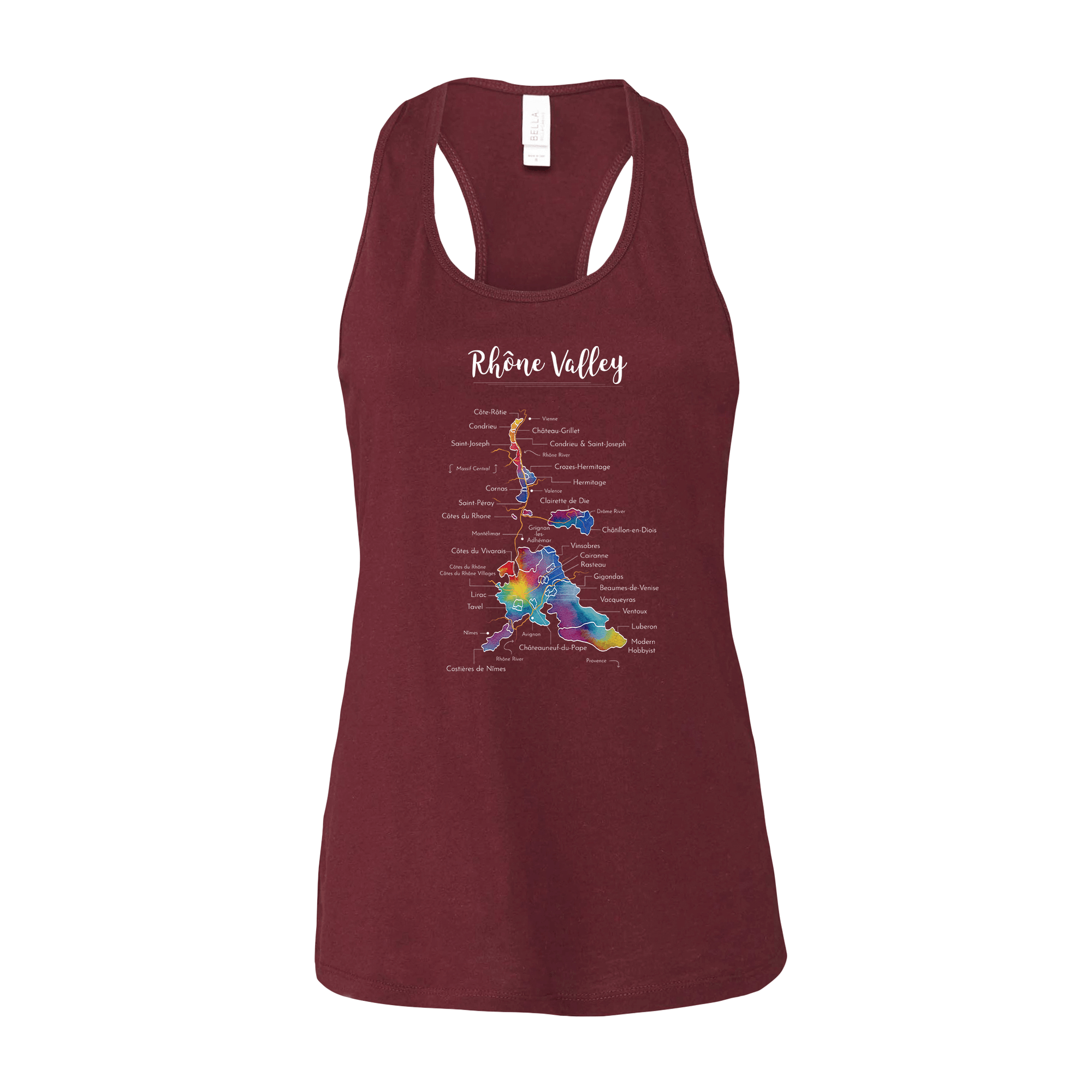 Rhone Valley Wine Map Racerback Tank