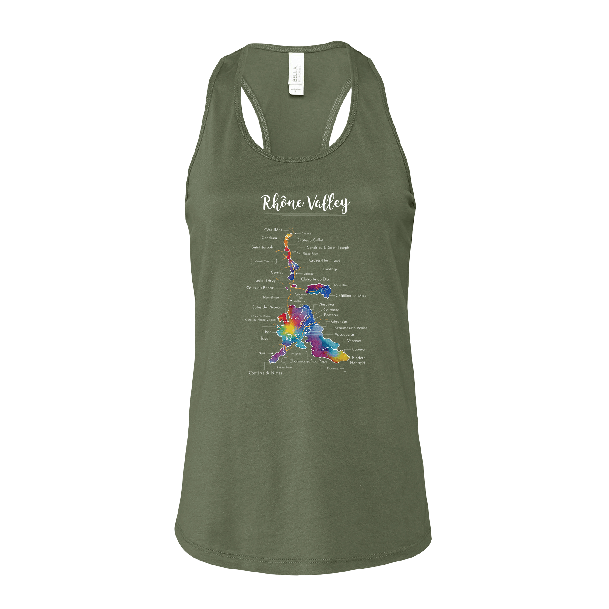 Rhone Valley Wine Map Racerback Tank