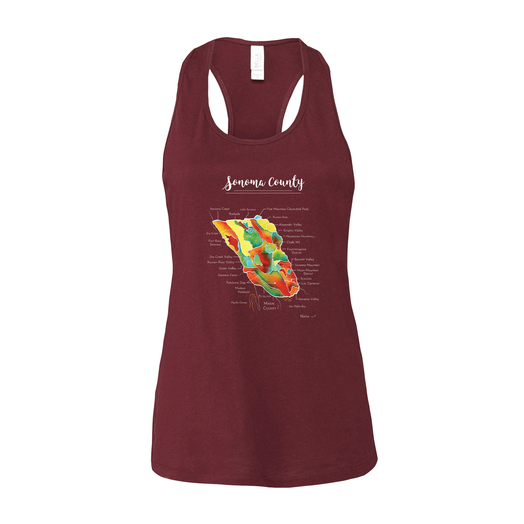 Sonoma Wine Map Racerback Tank