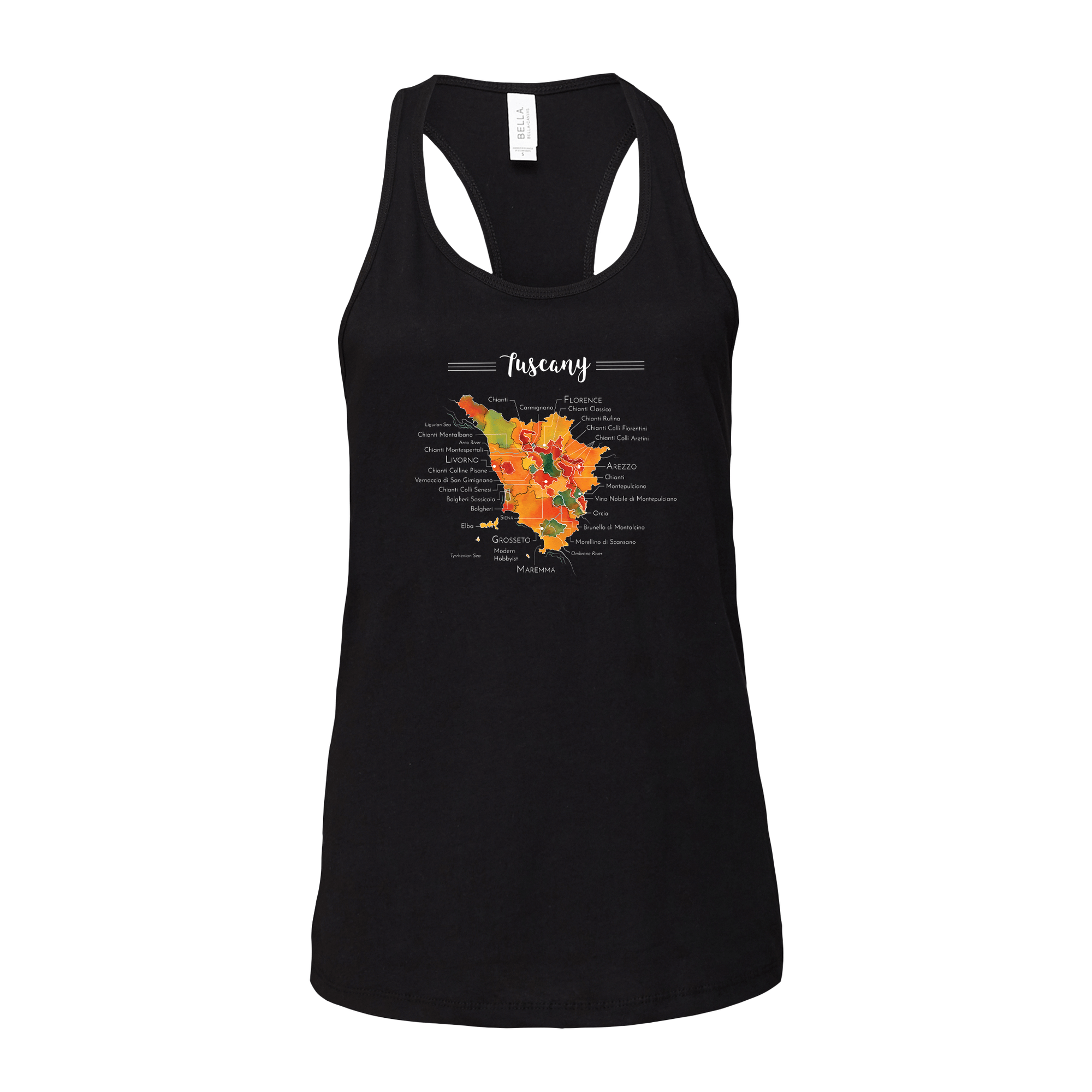 Tuscany Wine Map Racerback Tank