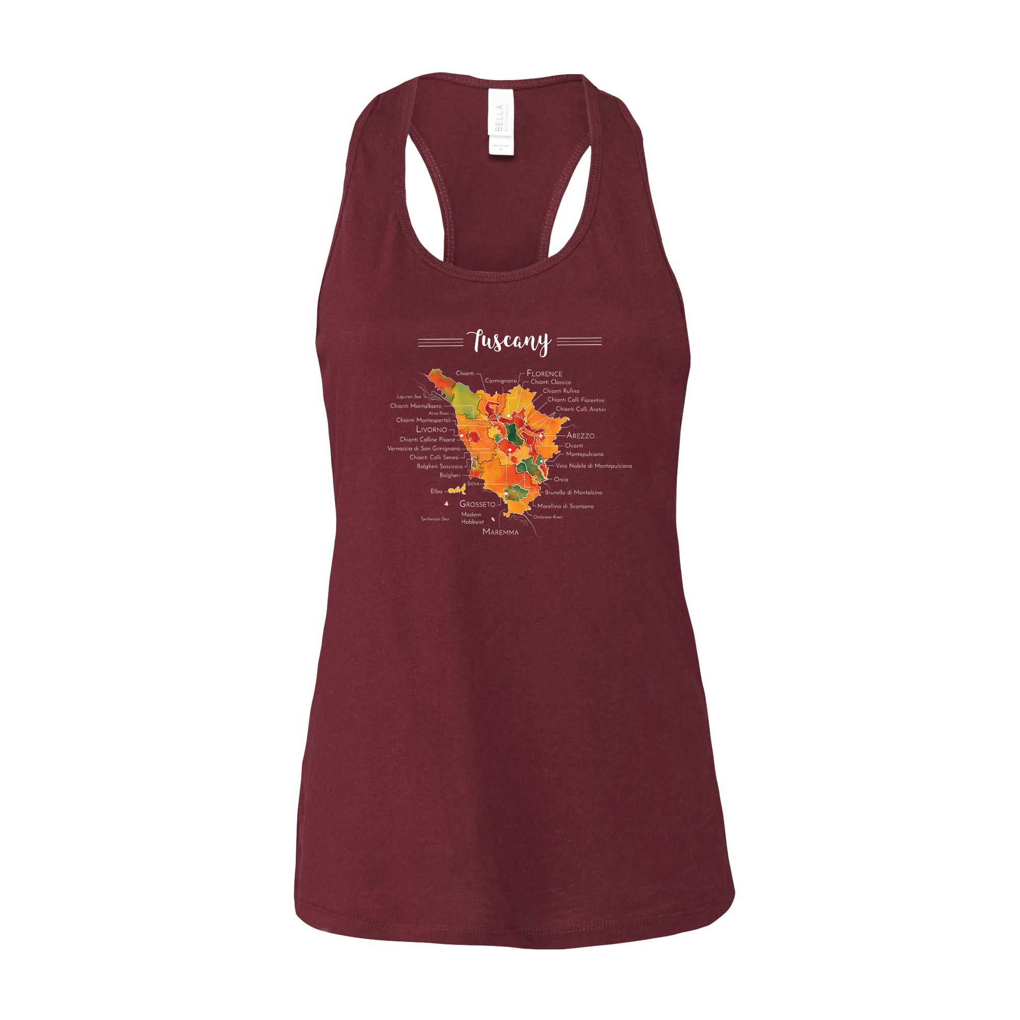 Tuscany Wine Map Racerback Tank