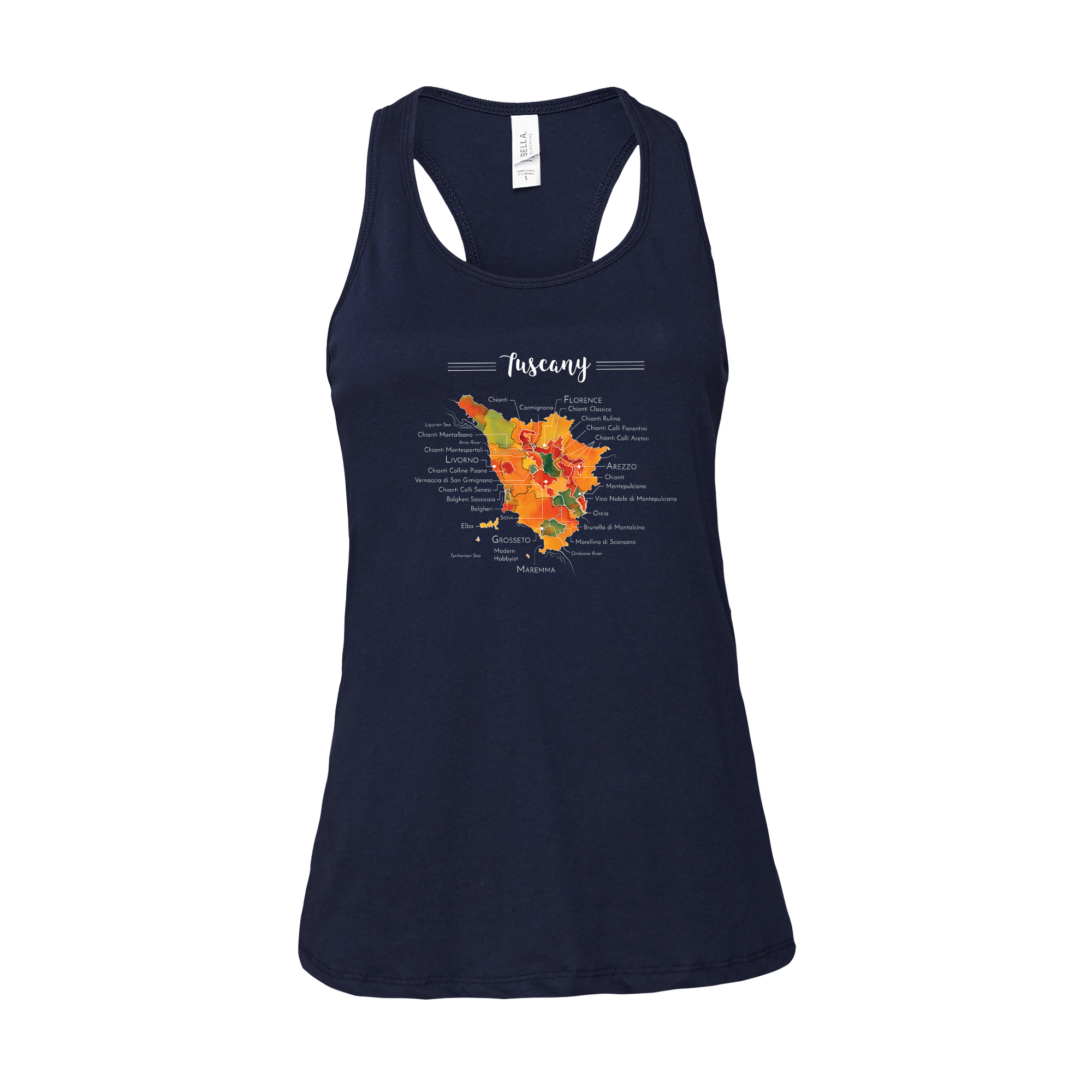 Tuscany Wine Map Racerback Tank