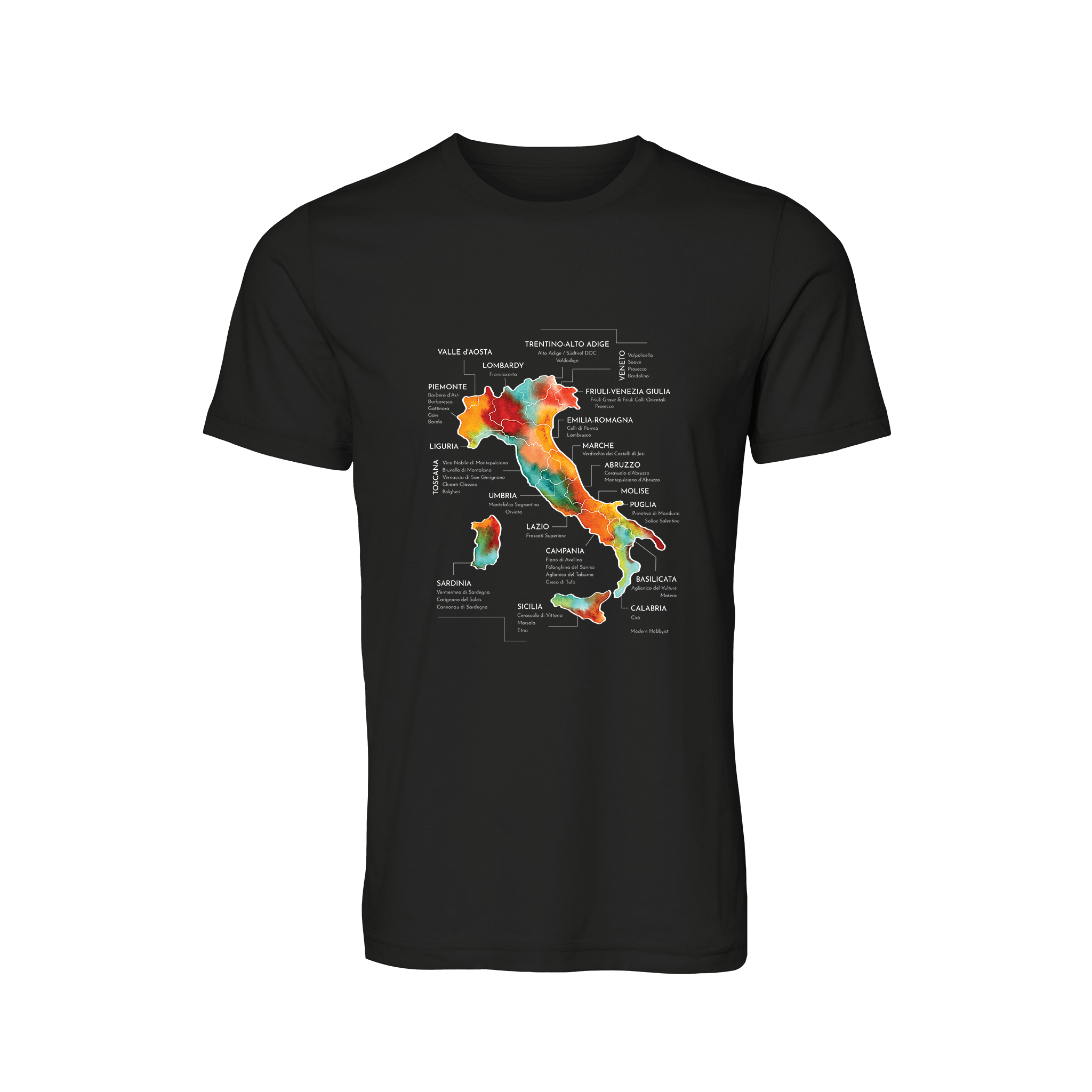 Italy Wine Map T-Shirt