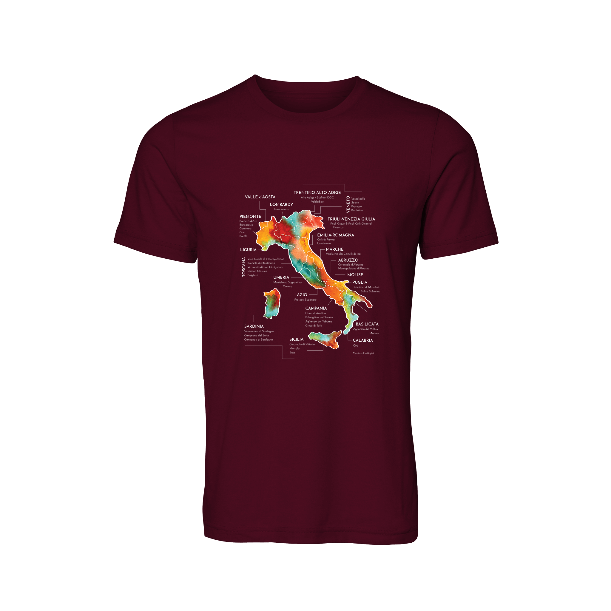 Italy Wine Map T-Shirt